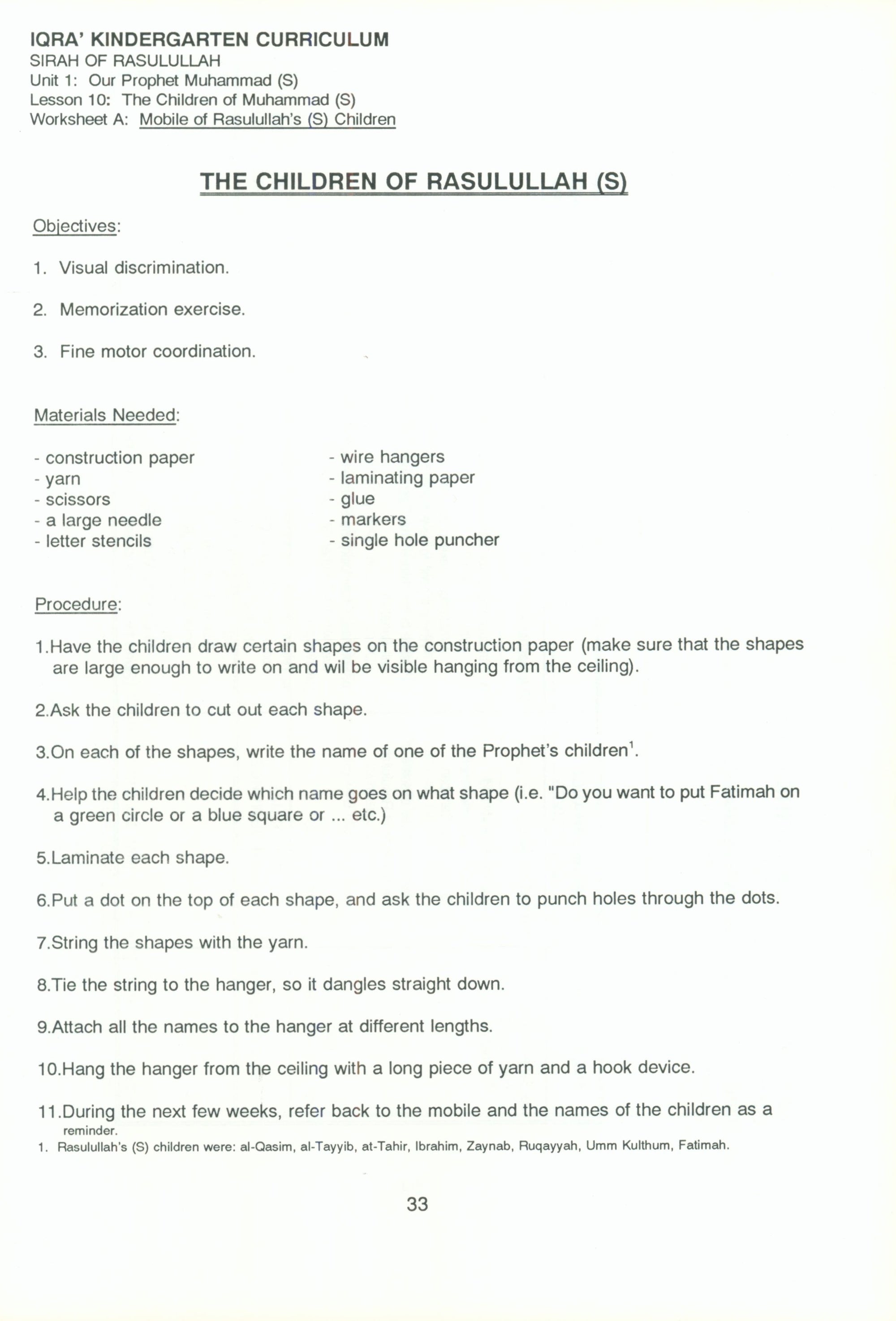 IQRA' Kindergarten Curriculum Volume 2 - Sirah of Rasulullah