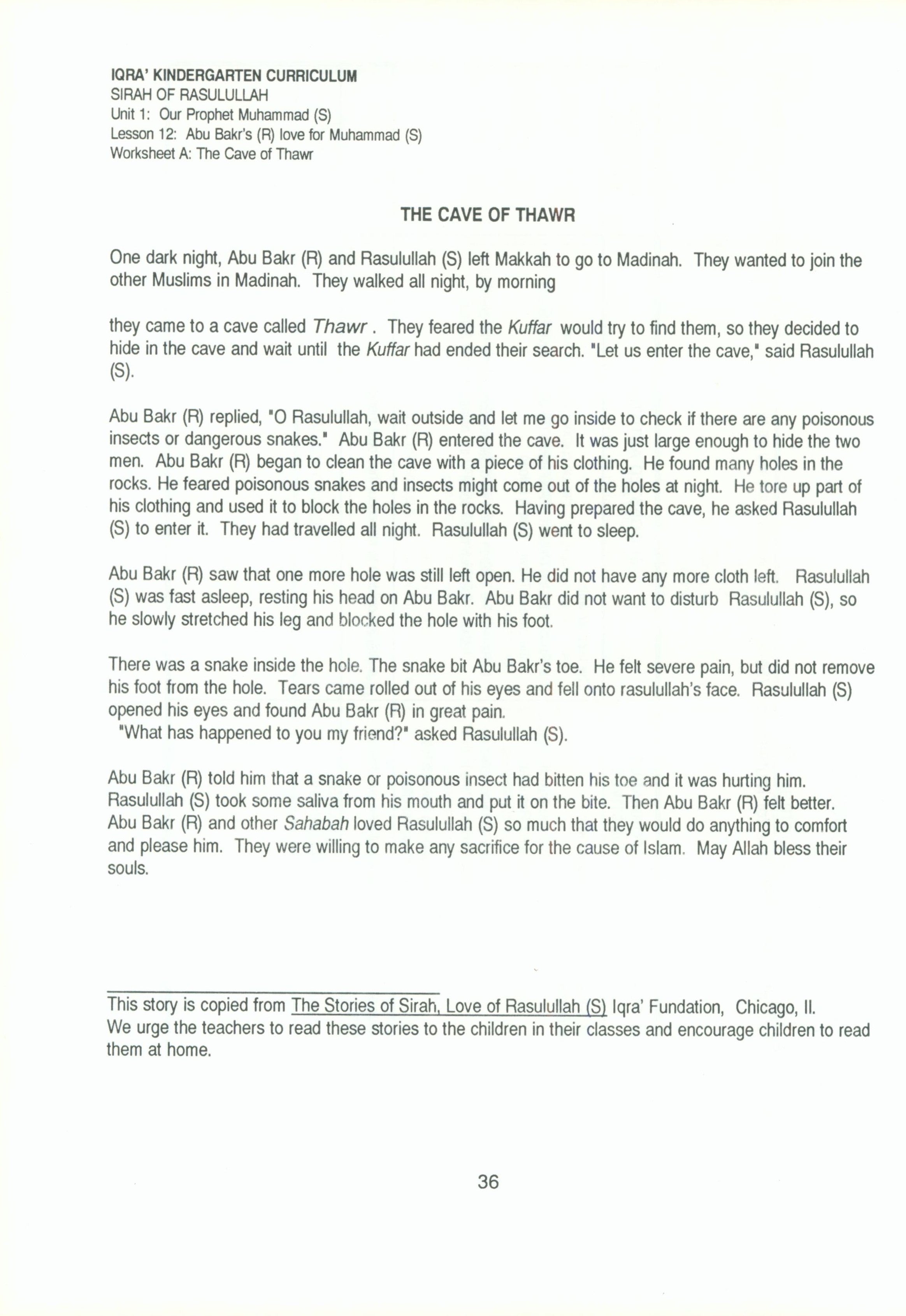 IQRA' Kindergarten Curriculum Volume 2 - Sirah of Rasulullah