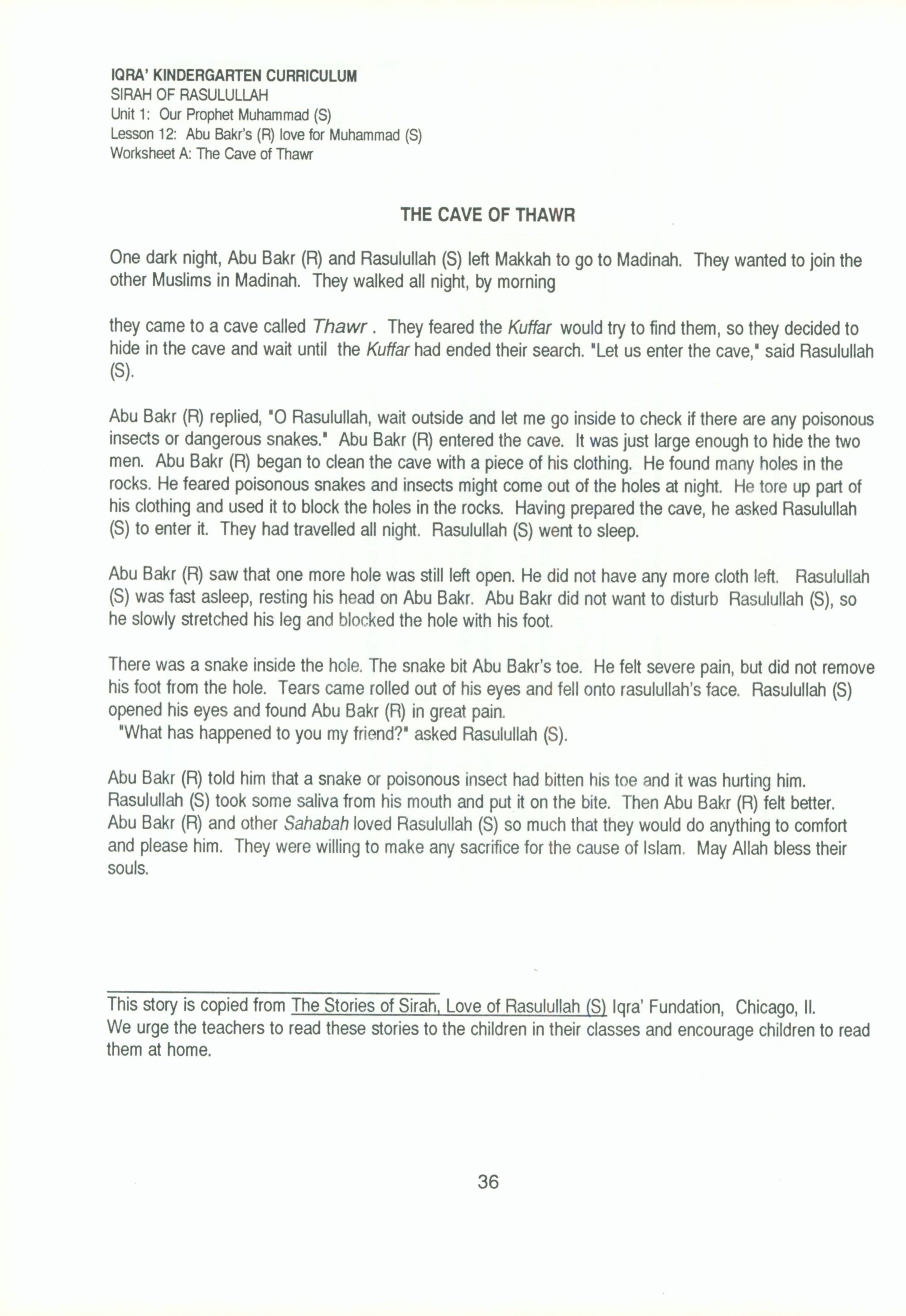 IQRA' Kindergarten Curriculum Volume 2 - Sirah of Rasulullah