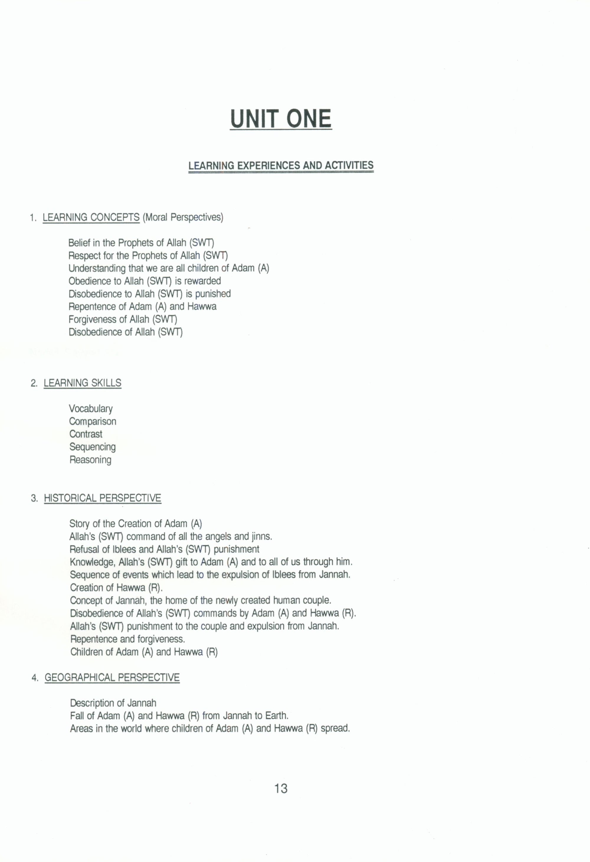 IQRA' Kindergarten Curriculum Volume 1 - Islamic History