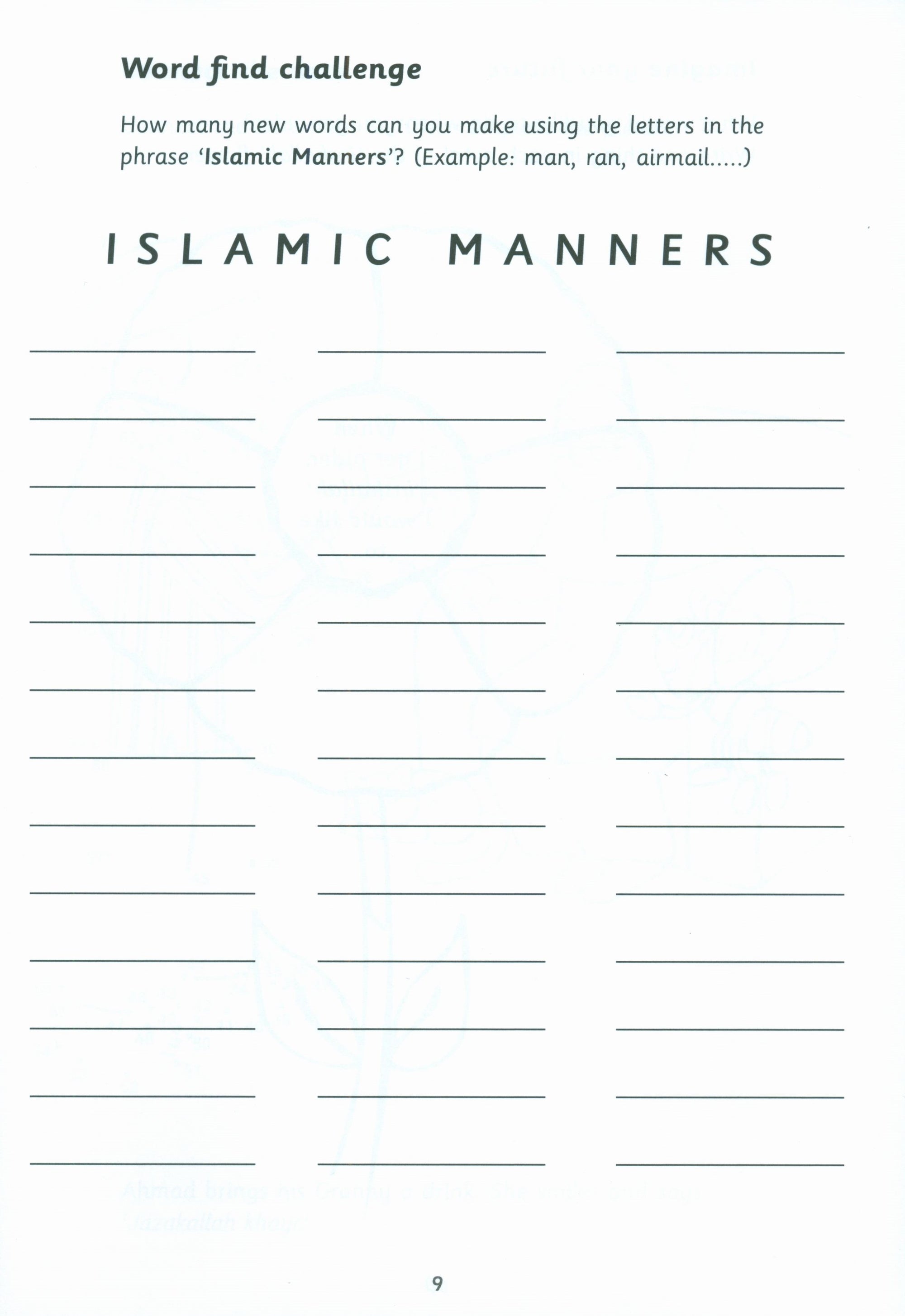 Islamic Manners Activity Book