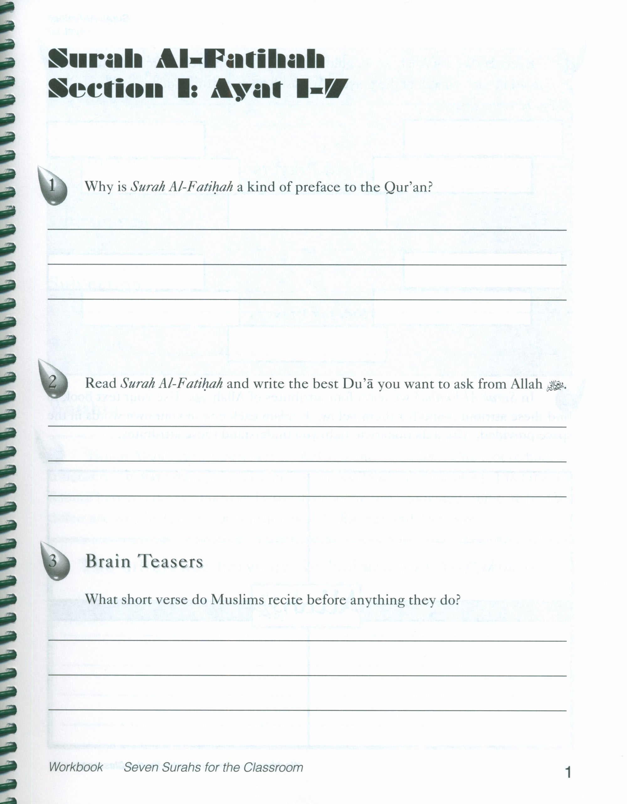 Seven Surahs for the Classroom Workbook