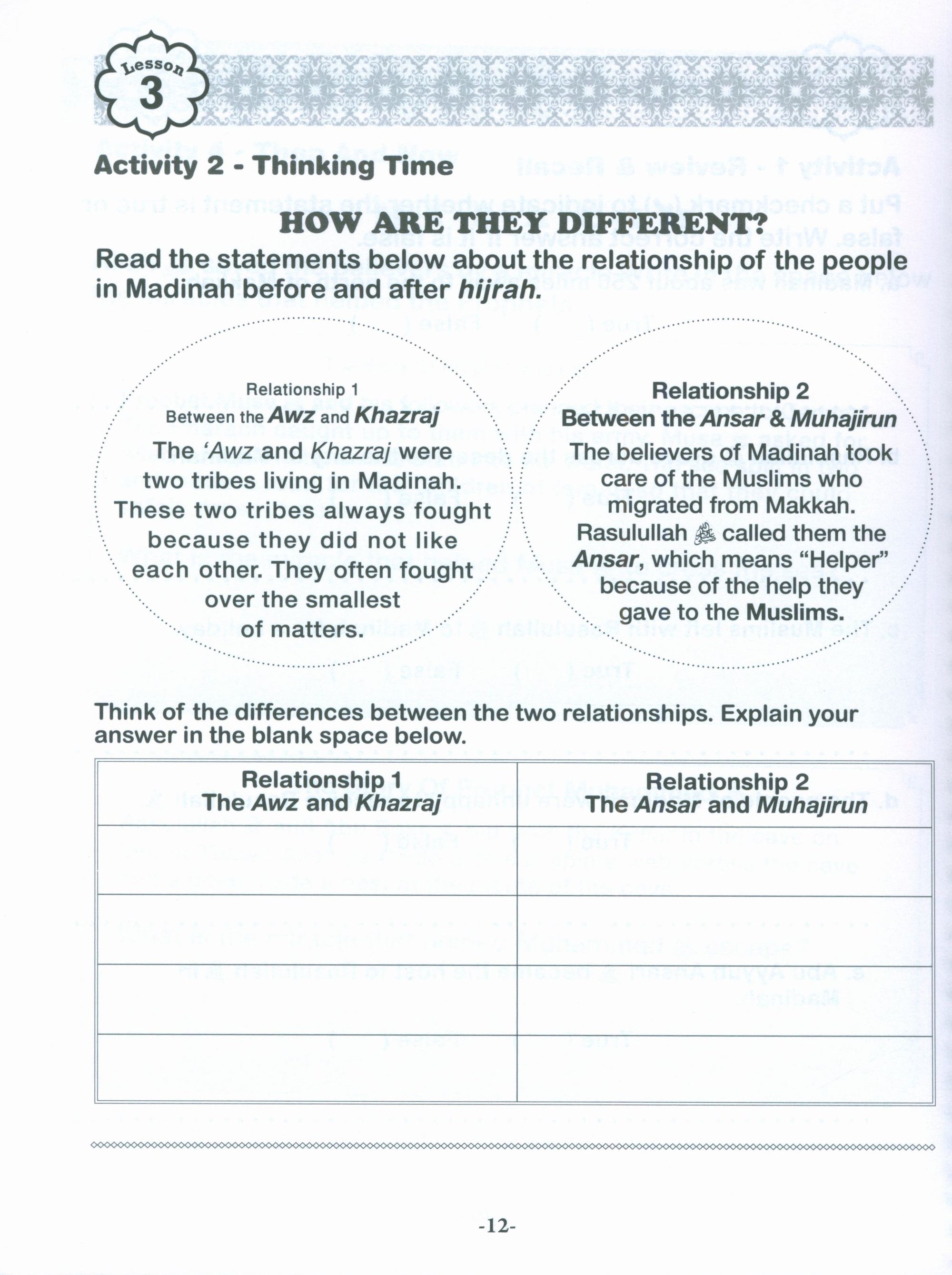 Sirah of our Prophet (Our Prophet Life in Madina) Grade 3 Workbook