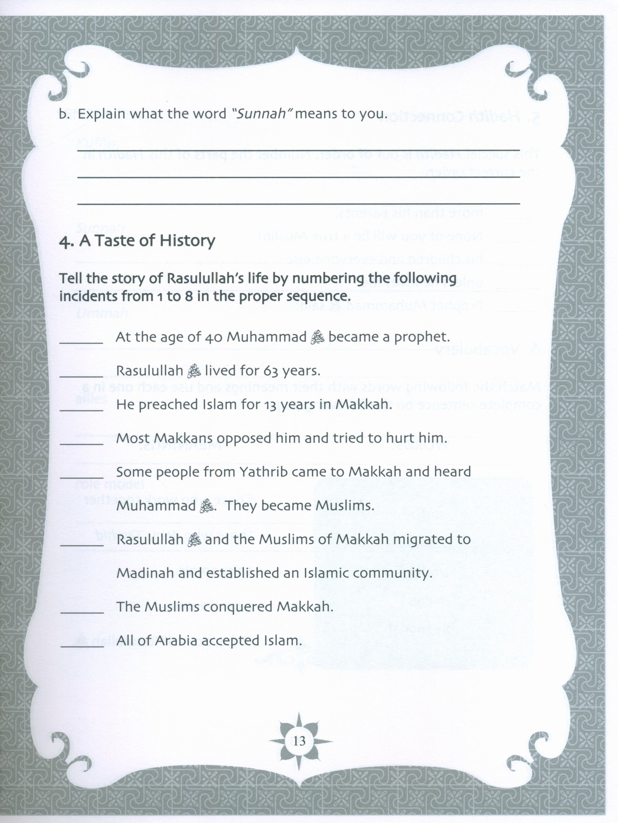 Sirah of our Prophet (Mercy to Mankind) Grade 5 Workbook