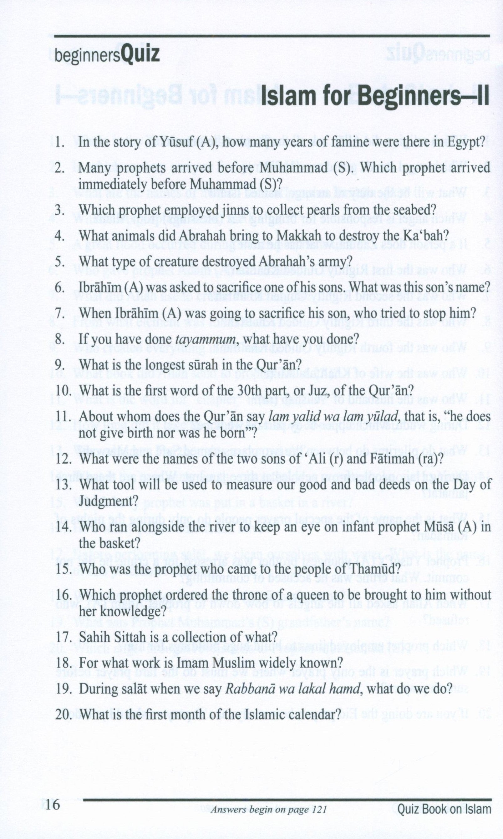 Quiz Book on Islam