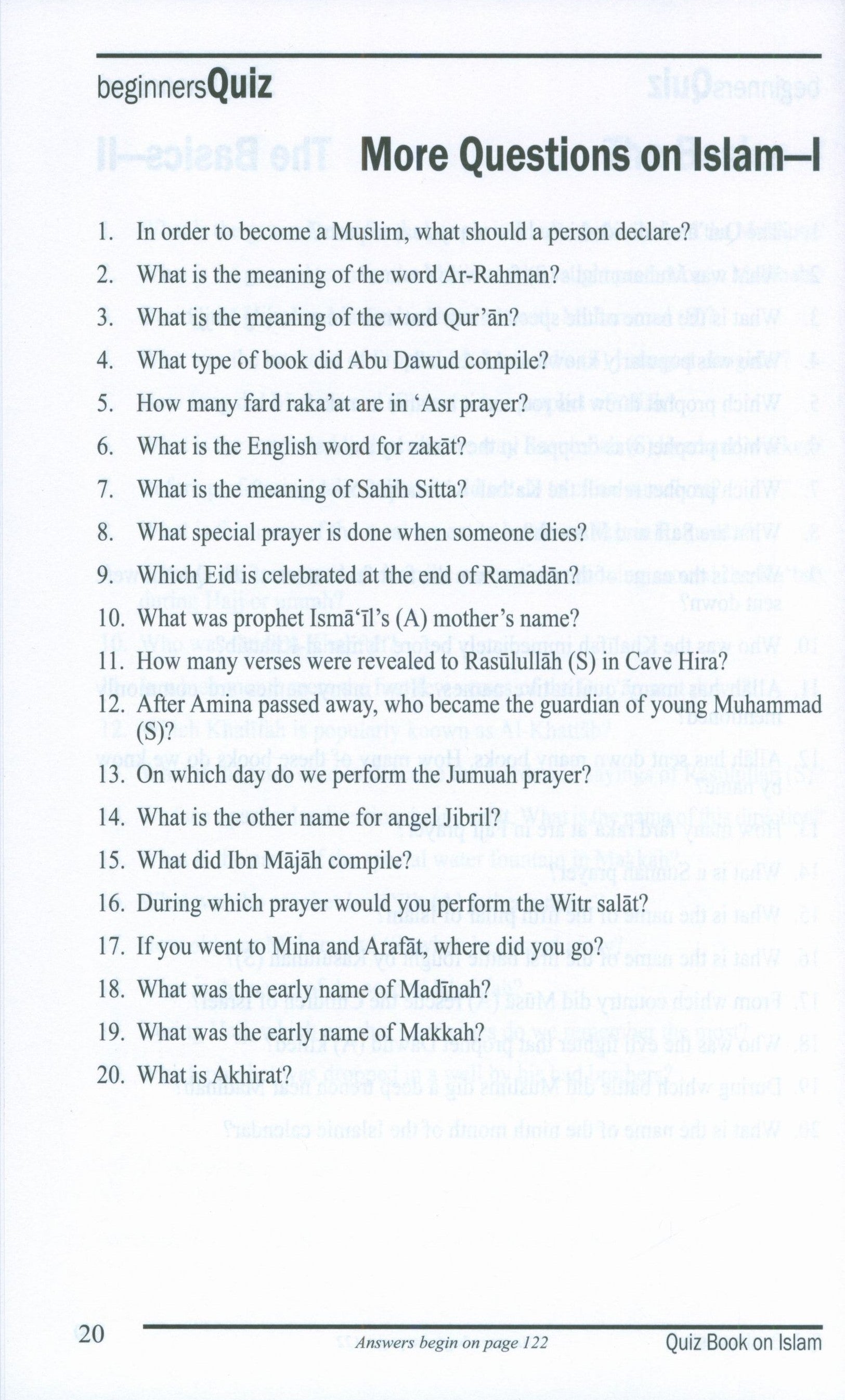 Quiz Book on Islam