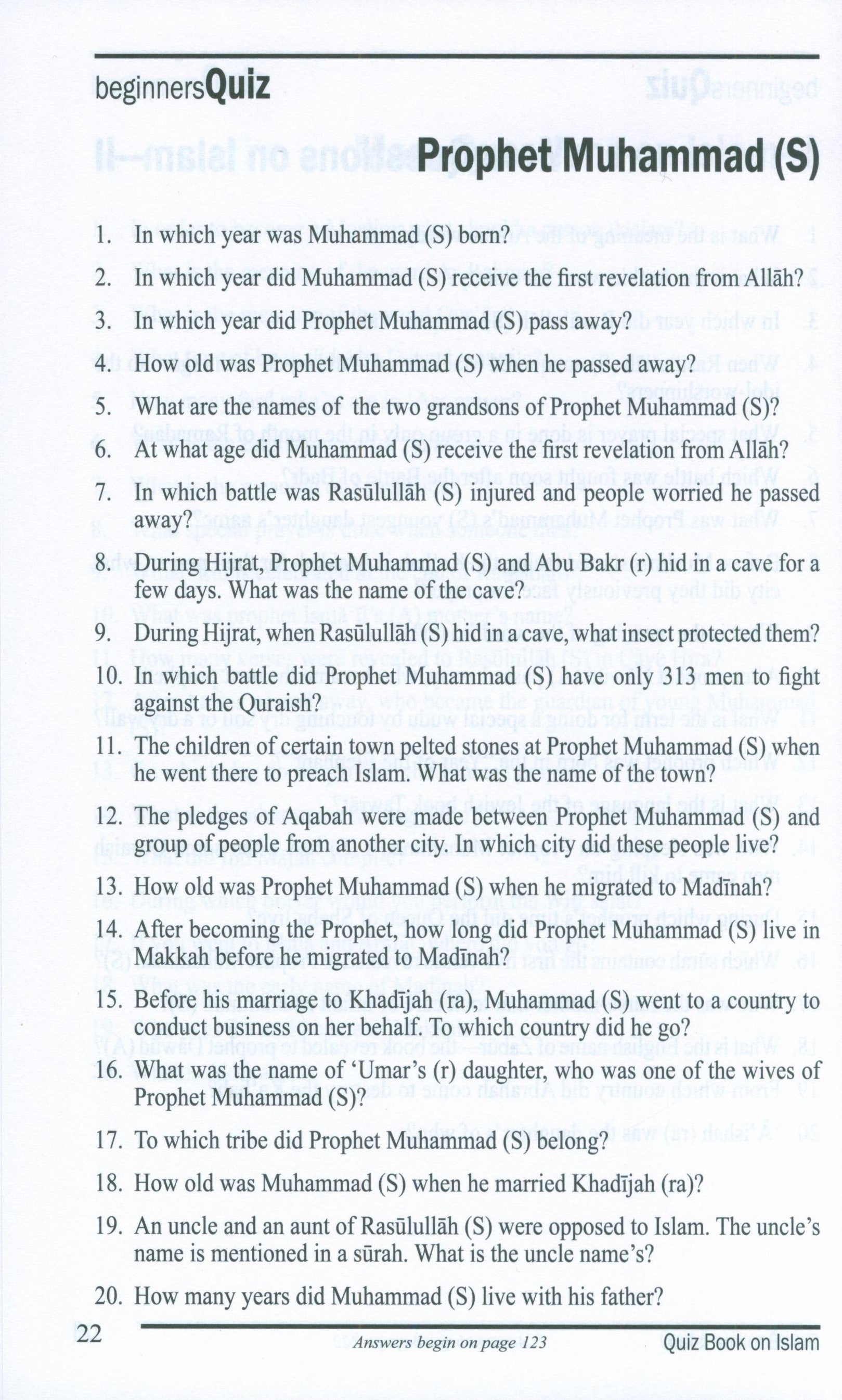 Quiz Book on Islam