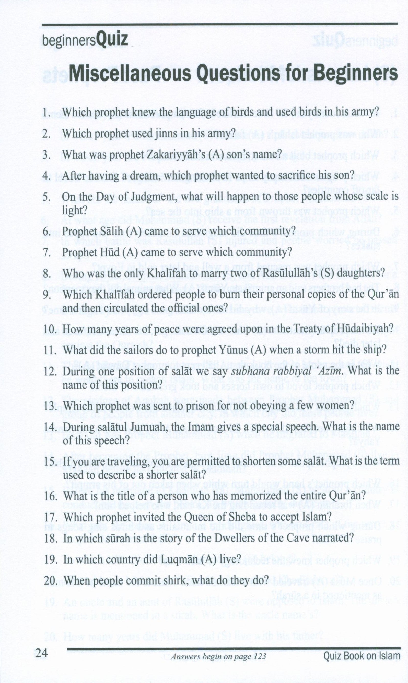 Quiz Book on Islam