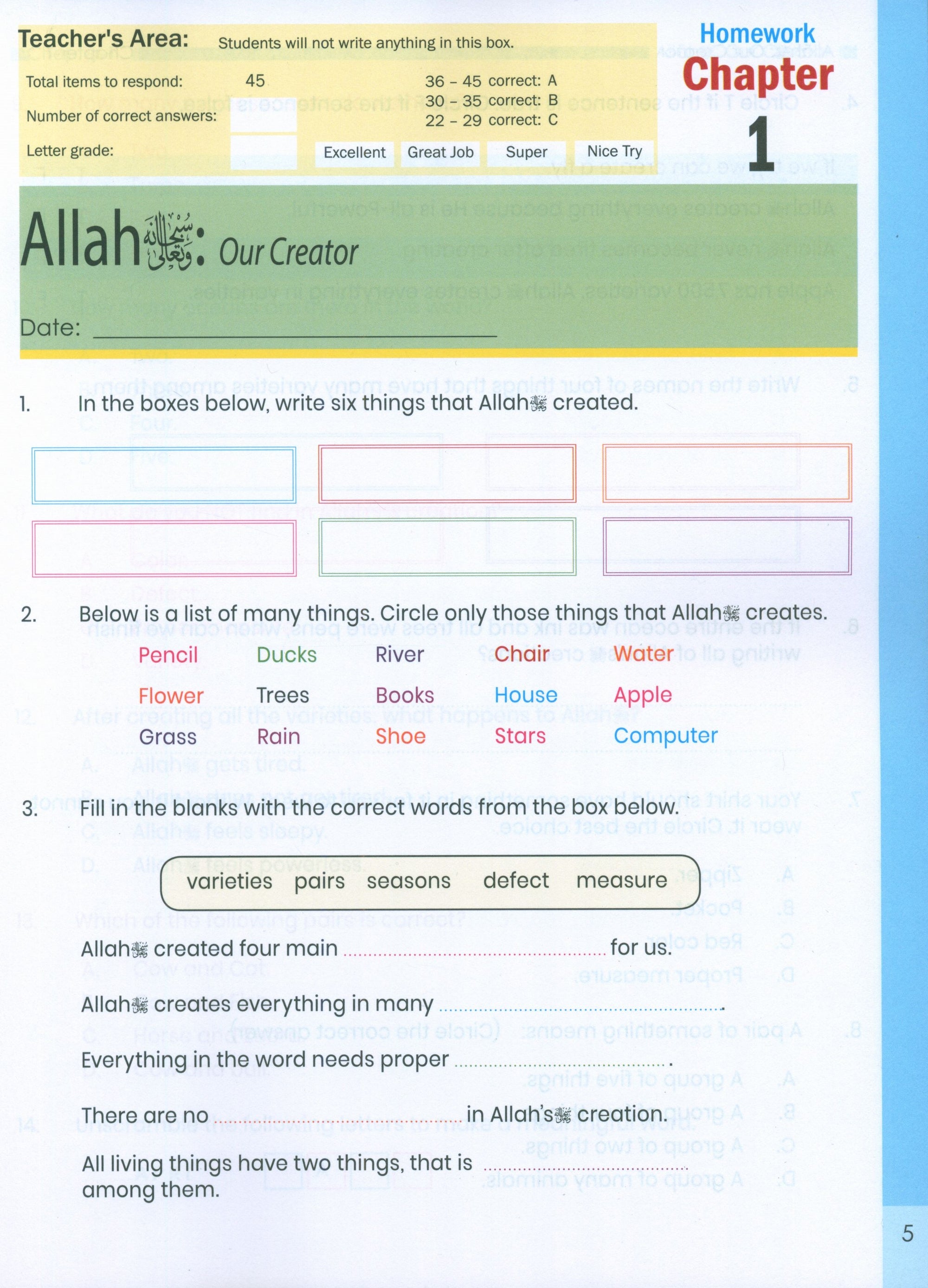 The Message of Islam (Workbook): Level 1