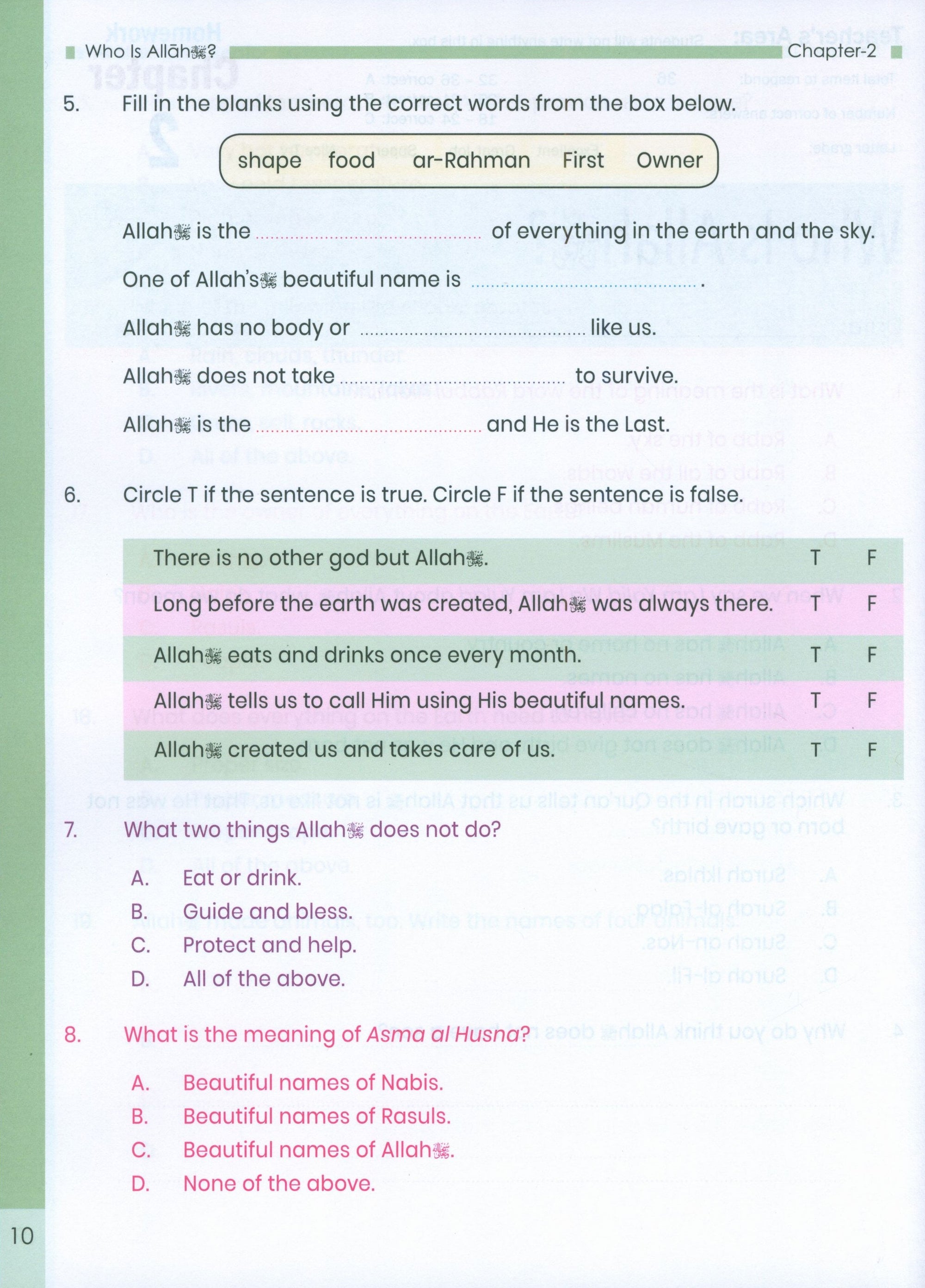 The Message of Islam (Workbook): Level 1