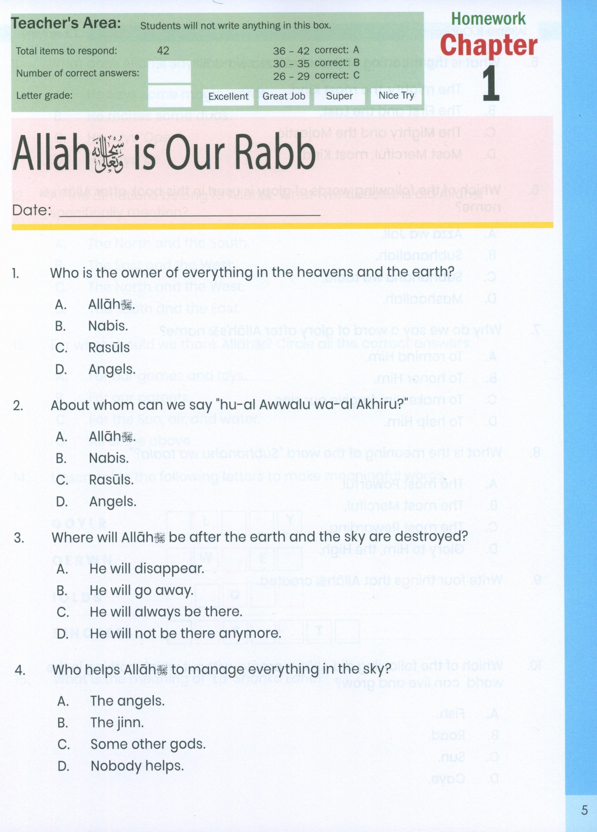 The Message of Islam (Workbook): Level 2