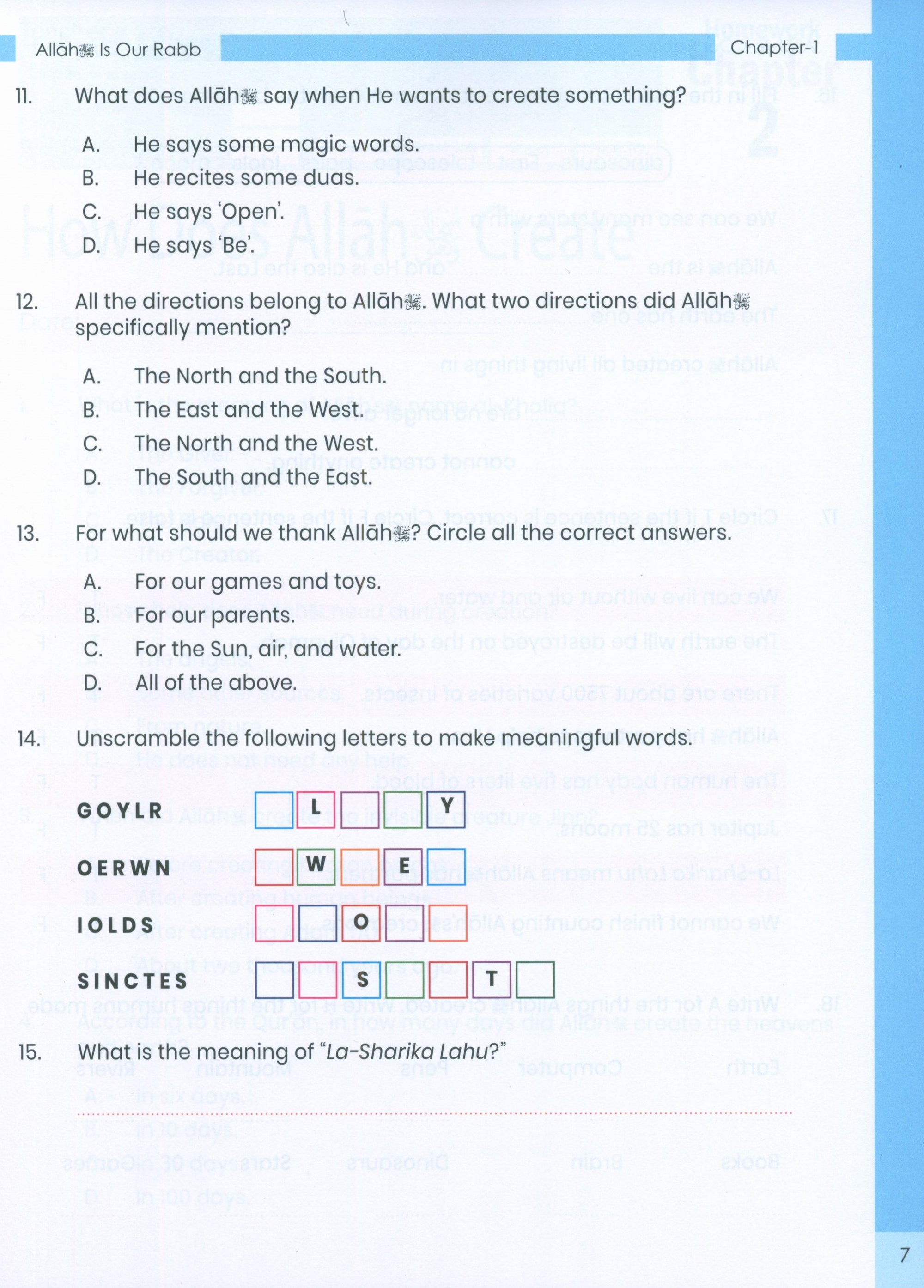 The Message of Islam (Workbook): Level 2