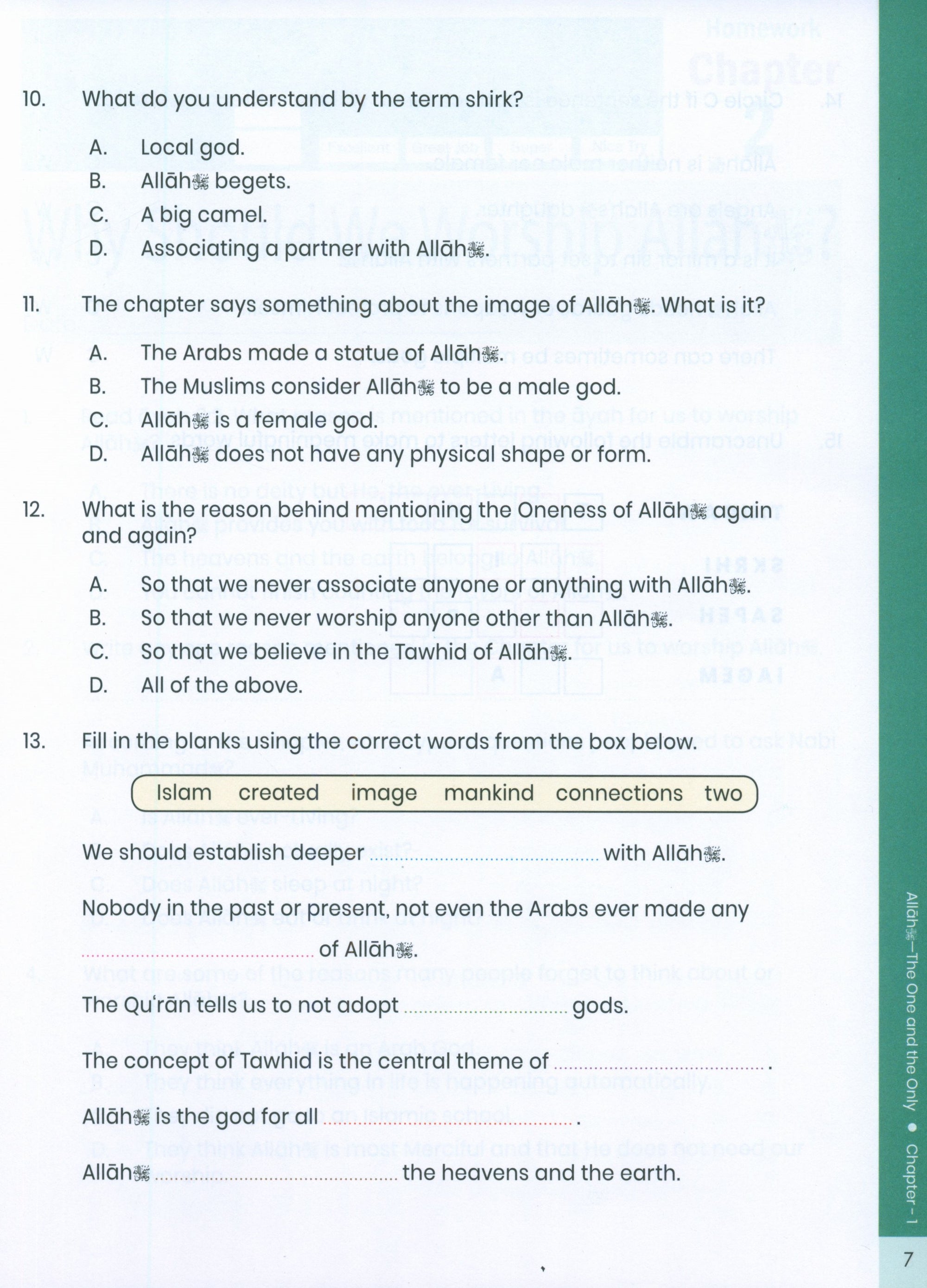 The Message of Islam (Workbook): Level 3