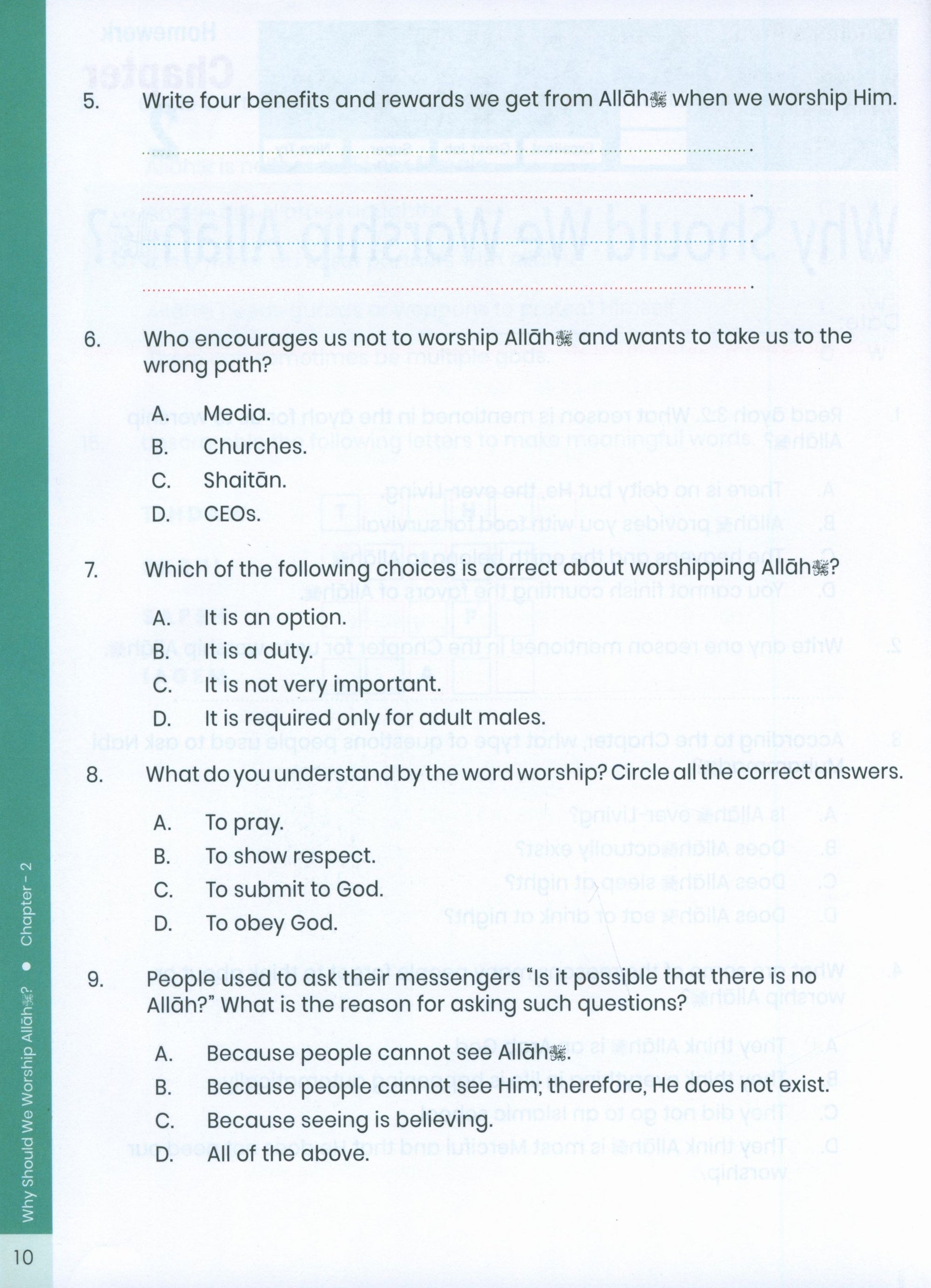 The Message of Islam (Workbook): Level 3