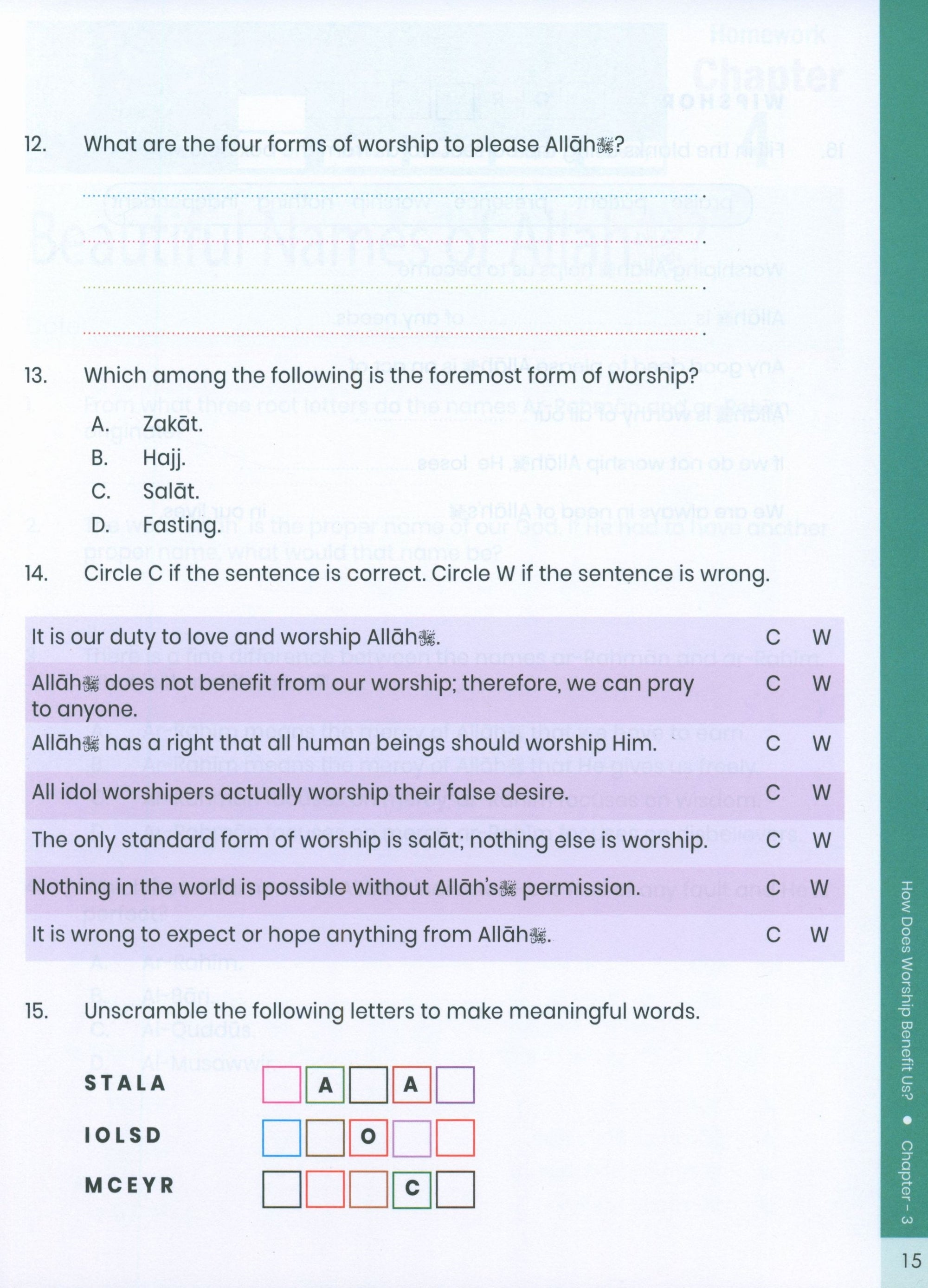 The Message of Islam (Workbook): Level 3