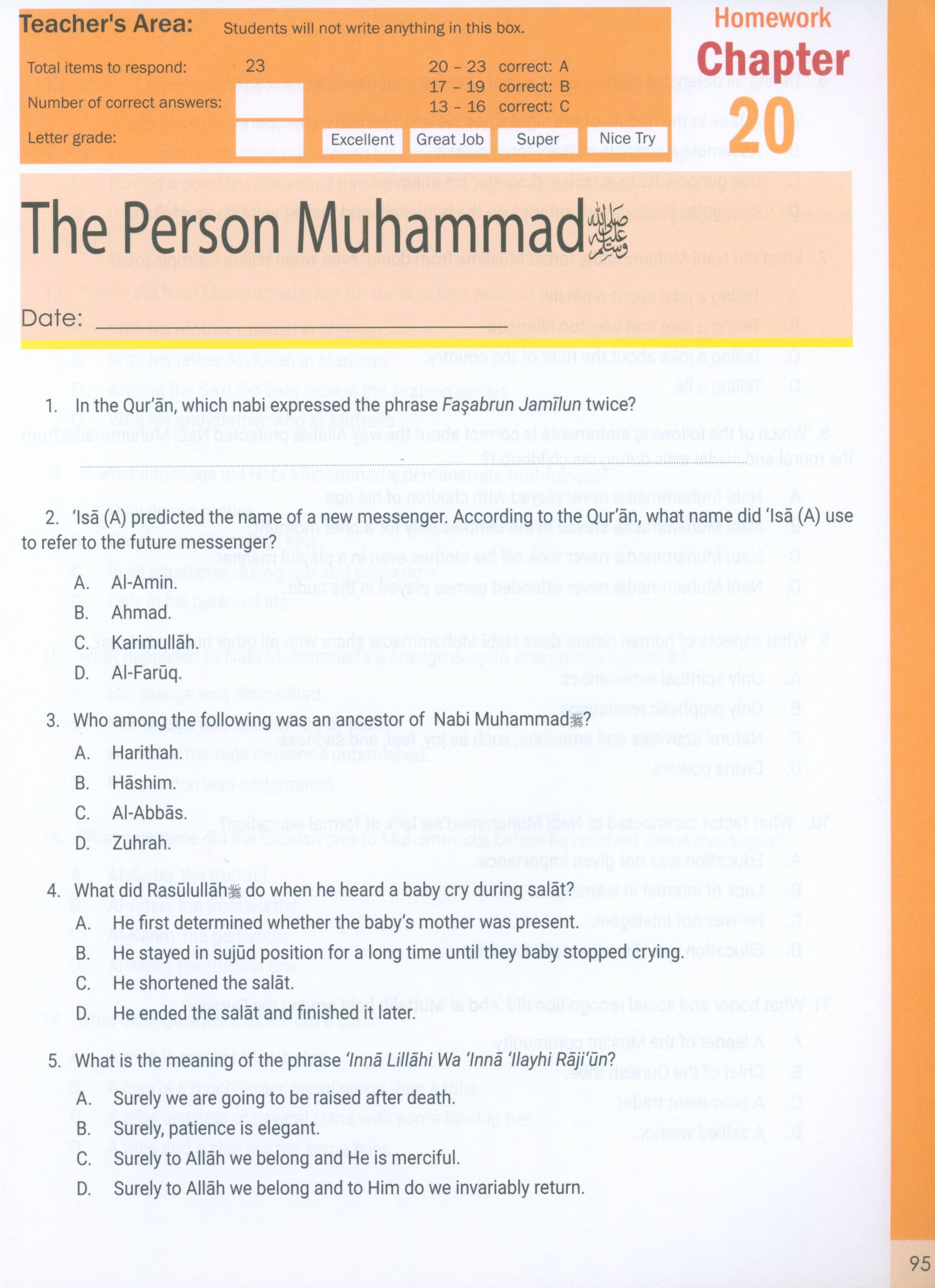 The Message of Islam Workbook Level 5