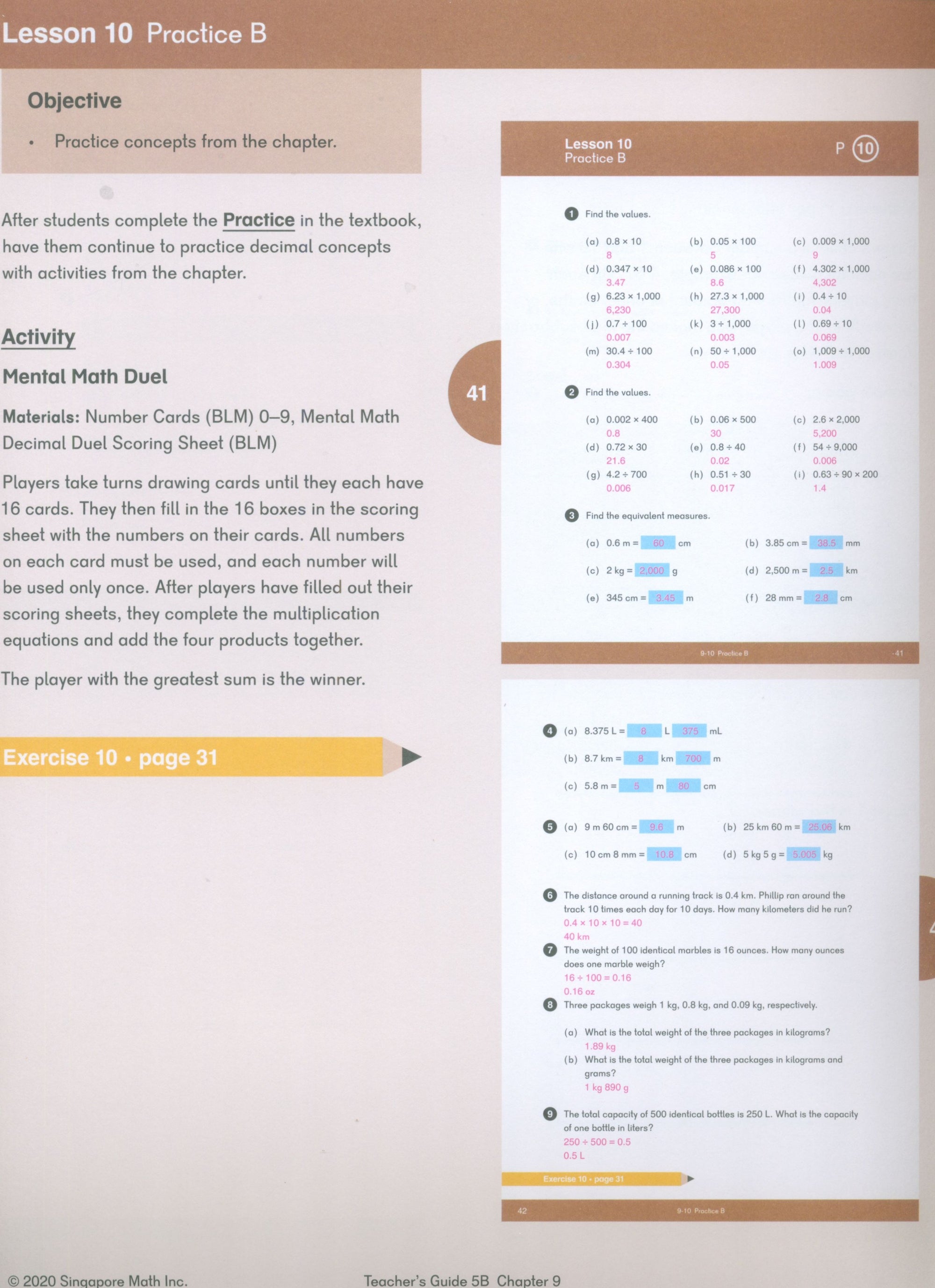 Dimensions Math Teacher's Guide 5B