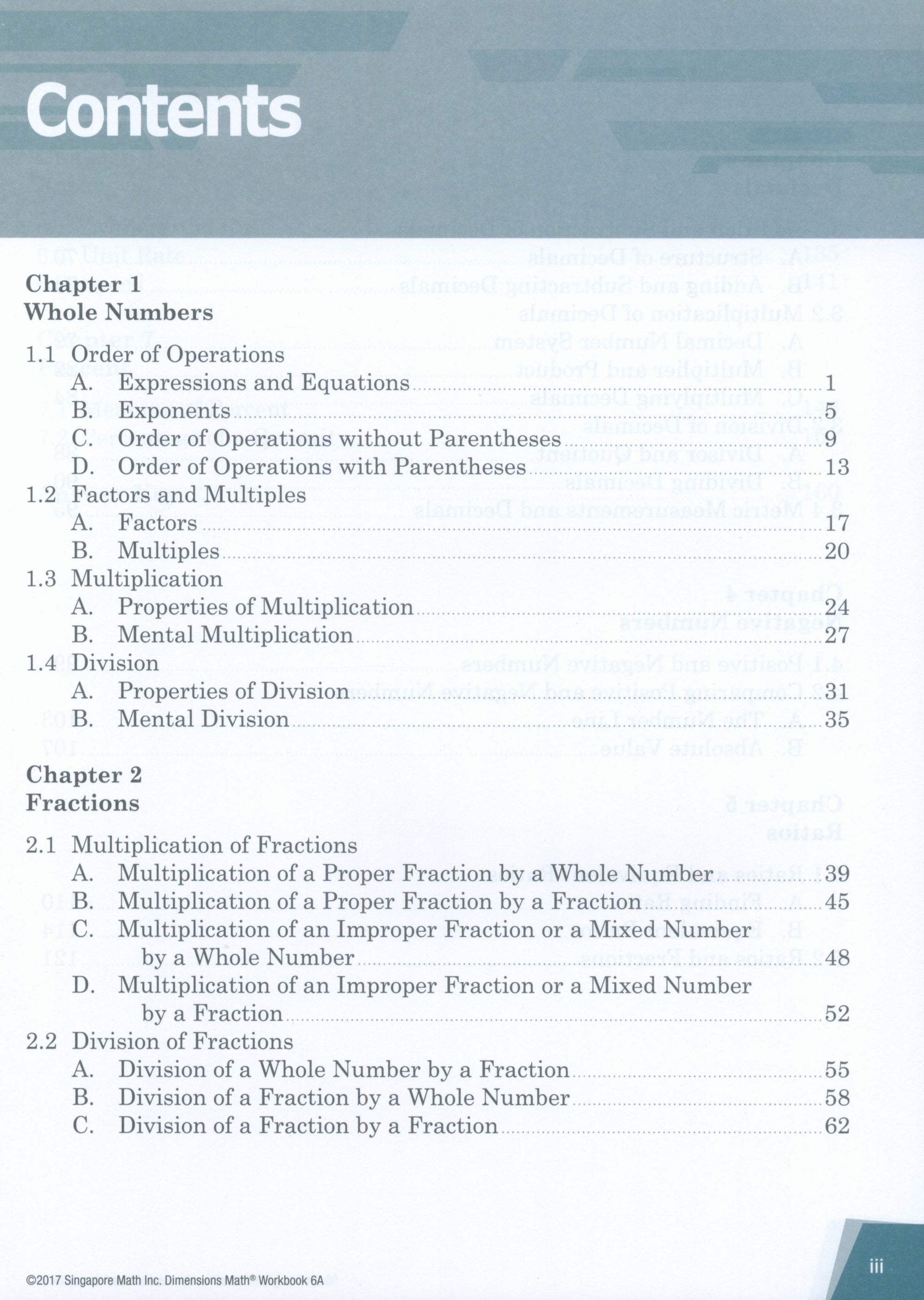 Dimensions Math Workbook 6A