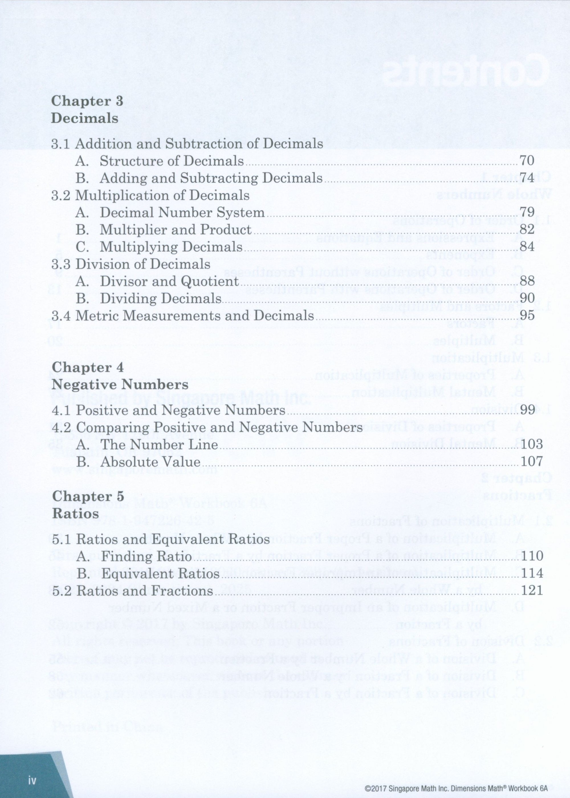 Dimensions Math Workbook 6A