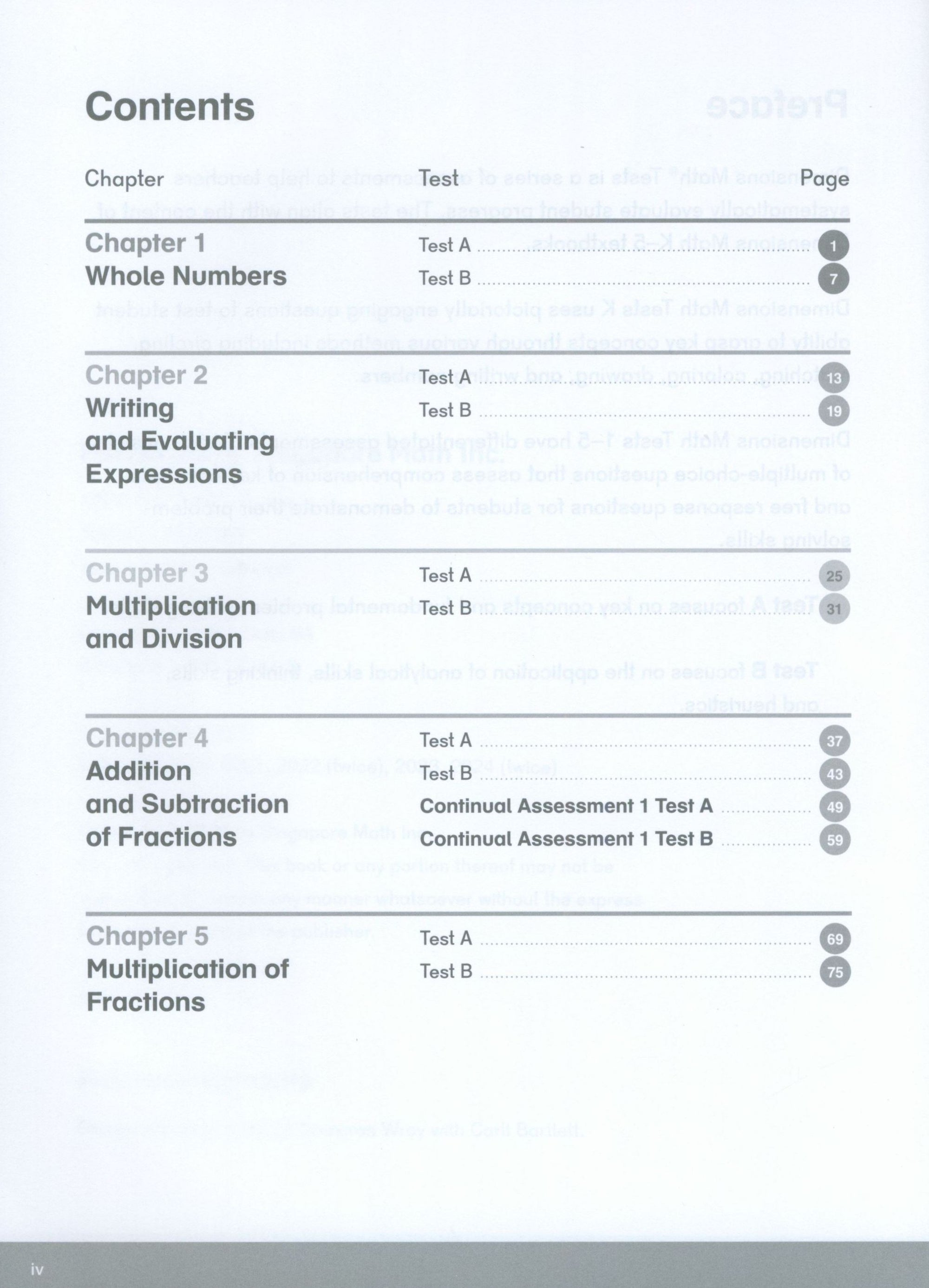 Dimensions Math Tests 5A