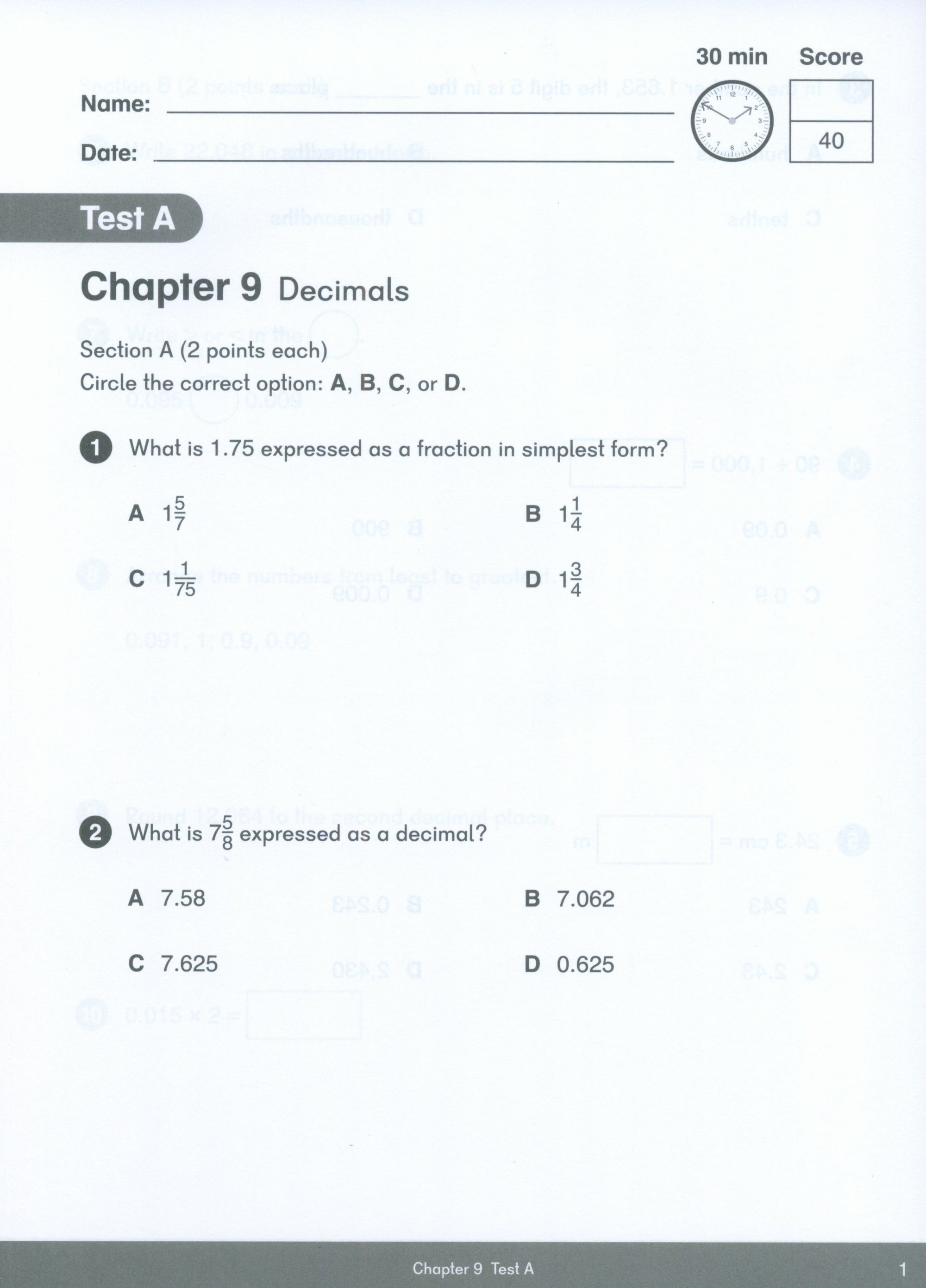 Dimensions Math Tests 5B