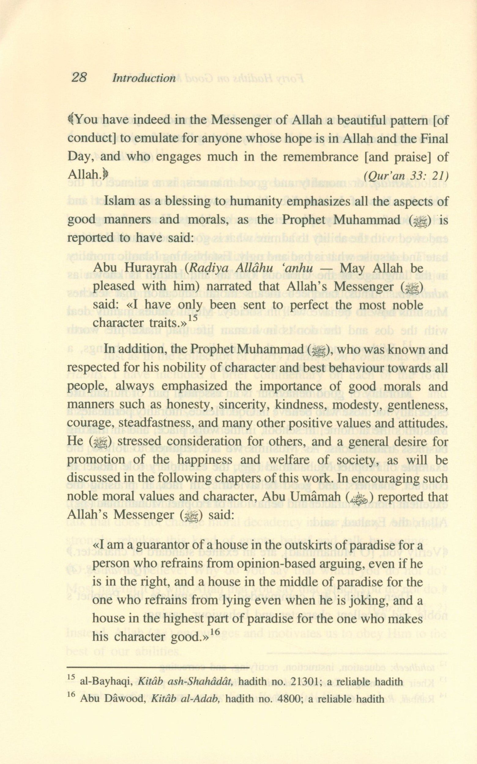 Forty Hadith on Good Moral Values