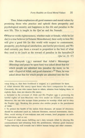 Forty Hadith on Good Moral Values