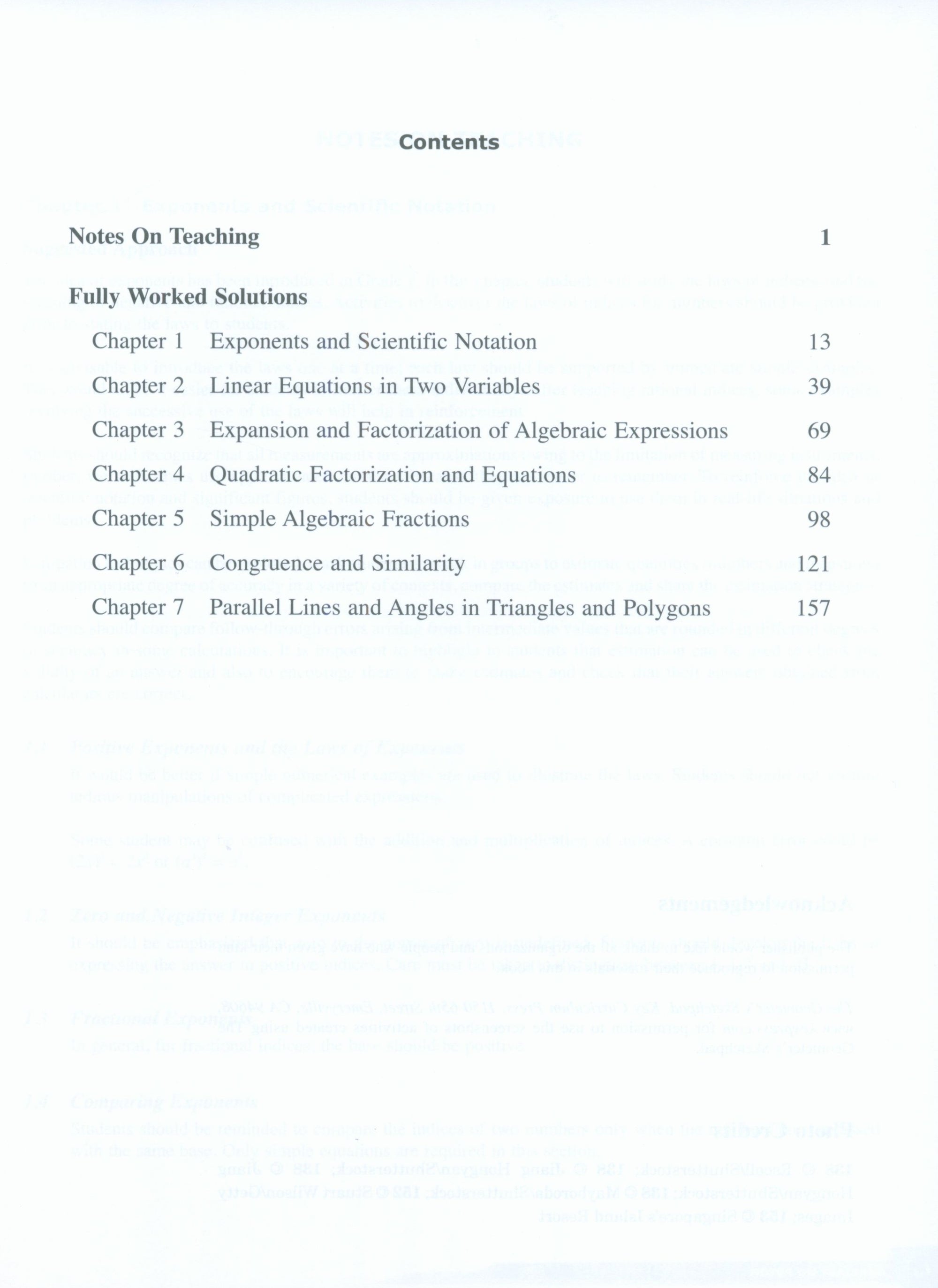 Dimensions Math Teaching Notes and Solutions 8A