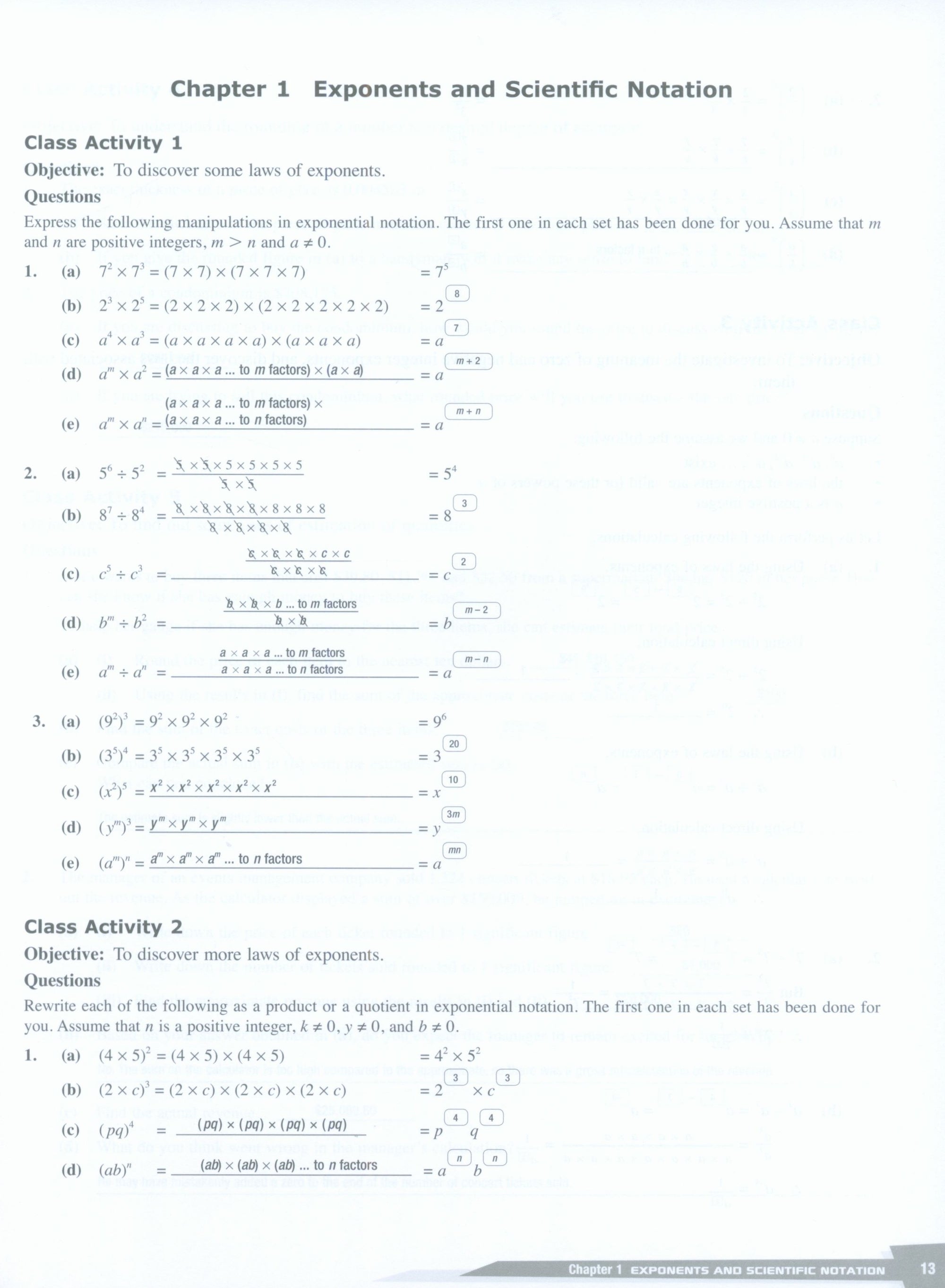 Dimensions Math Teaching Notes and Solutions 8A