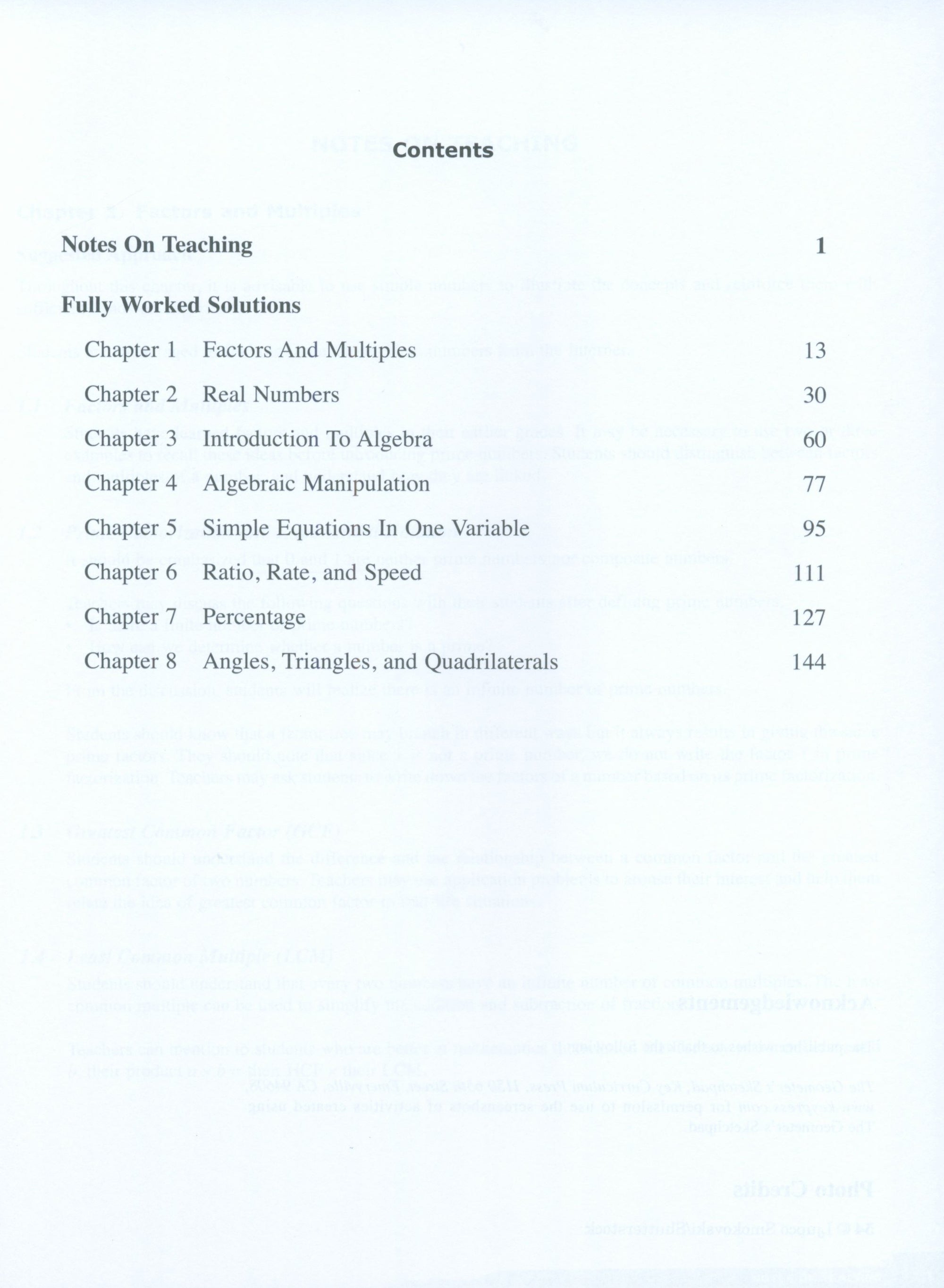 Dimensions Math Teaching Notes and Solutions 7A