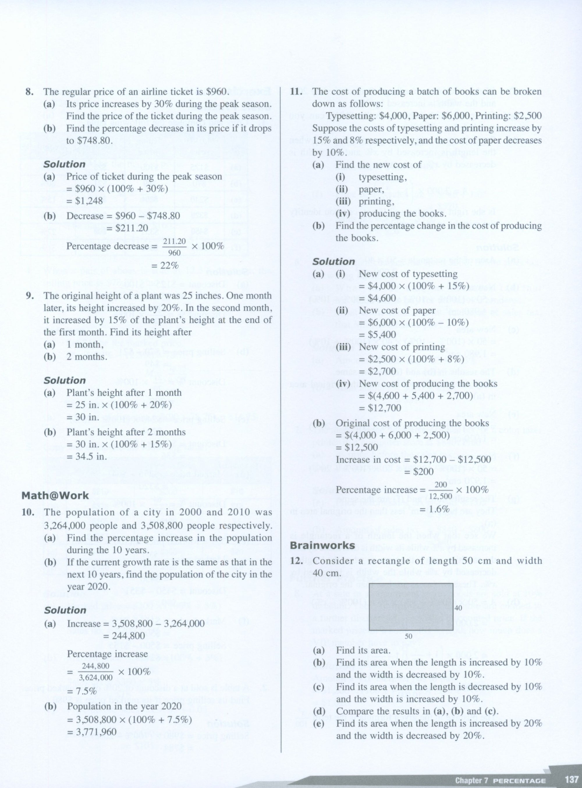 Dimensions Math Teaching Notes and Solutions 7A