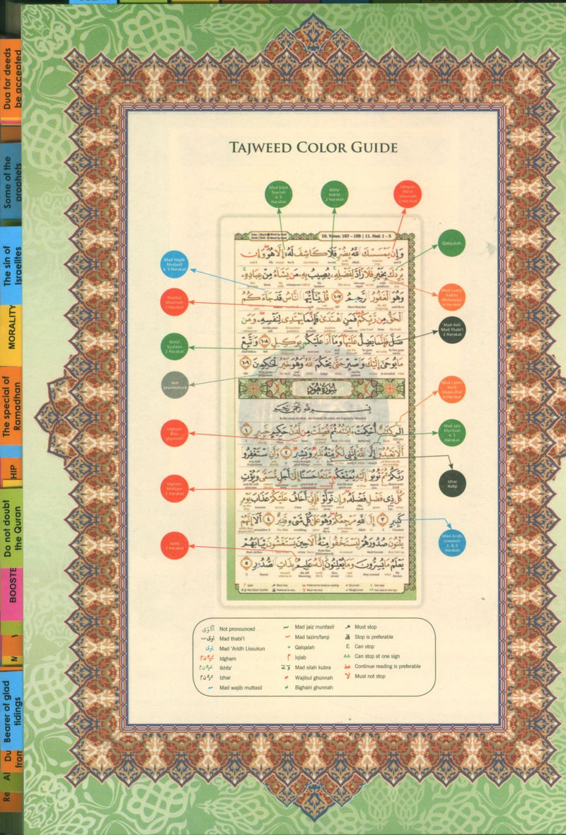 Al-Quran Al-Karim Maqdis Word By Word Translation & Color Coded Tajweed Size A4 9 X 12 With Tags