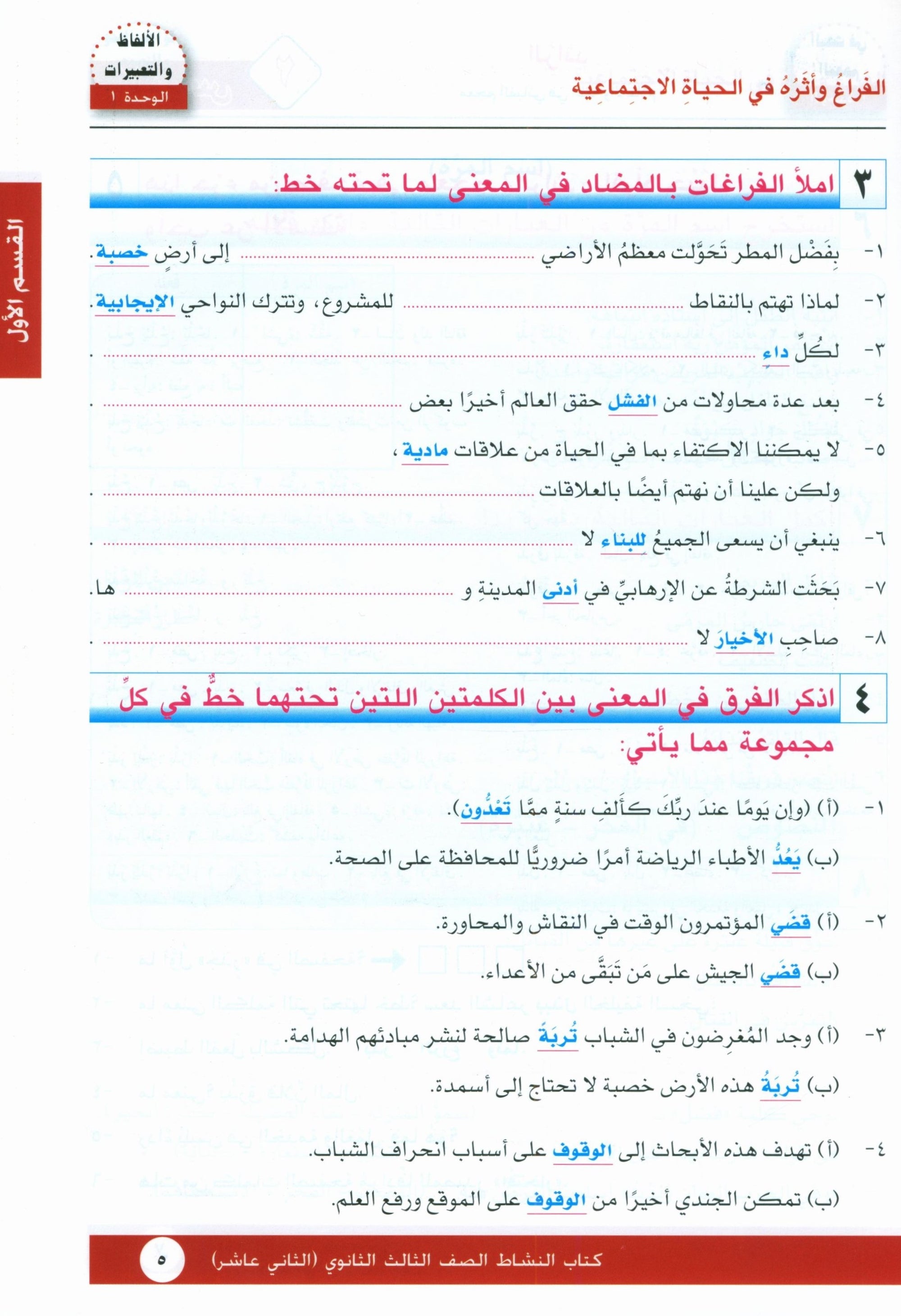 I Love Arabic Workbook Level 12 أحب العربية كتاب التدريبات