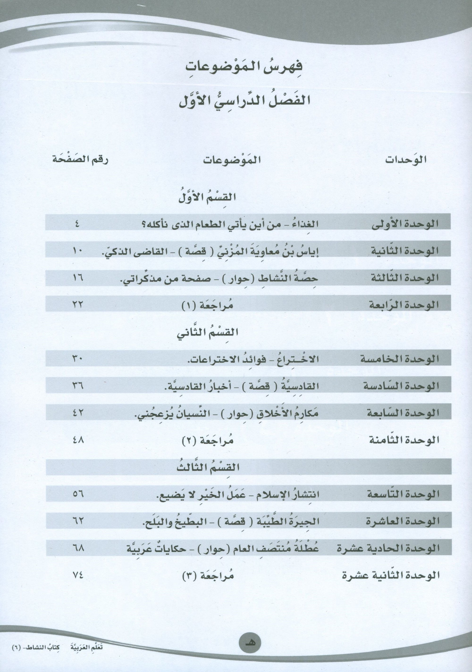 ICO Learn Arabic Workbook Level 6 Part 1 تعلم العربية كتاب التدريبات