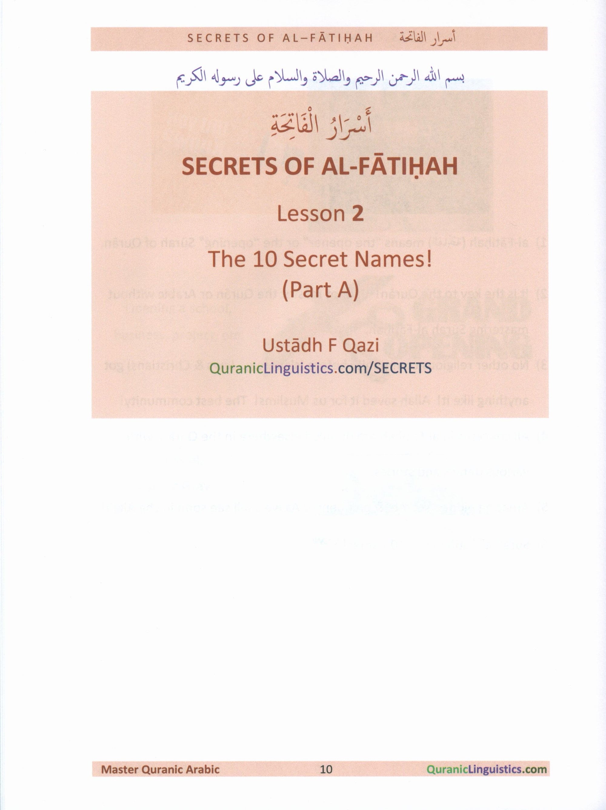 Secrets of Al-Fatihah