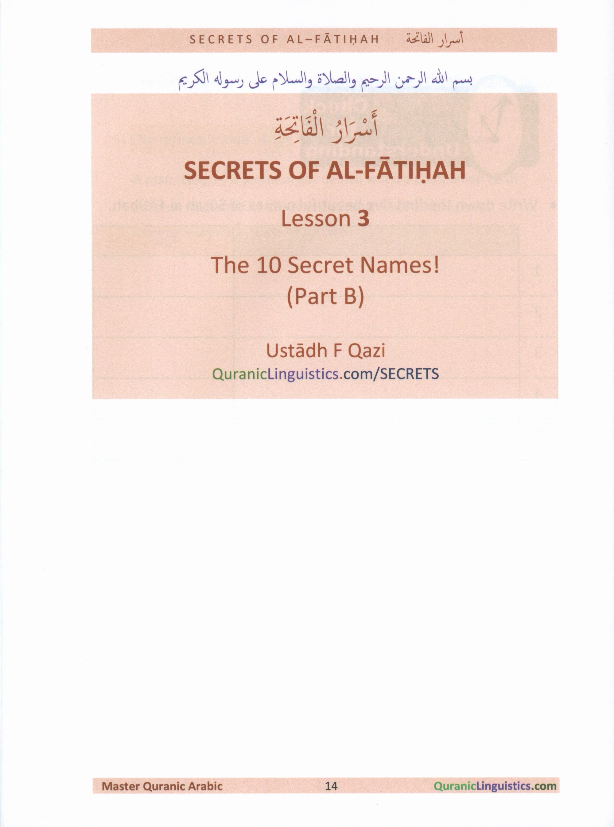 Secrets of Al-Fatihah