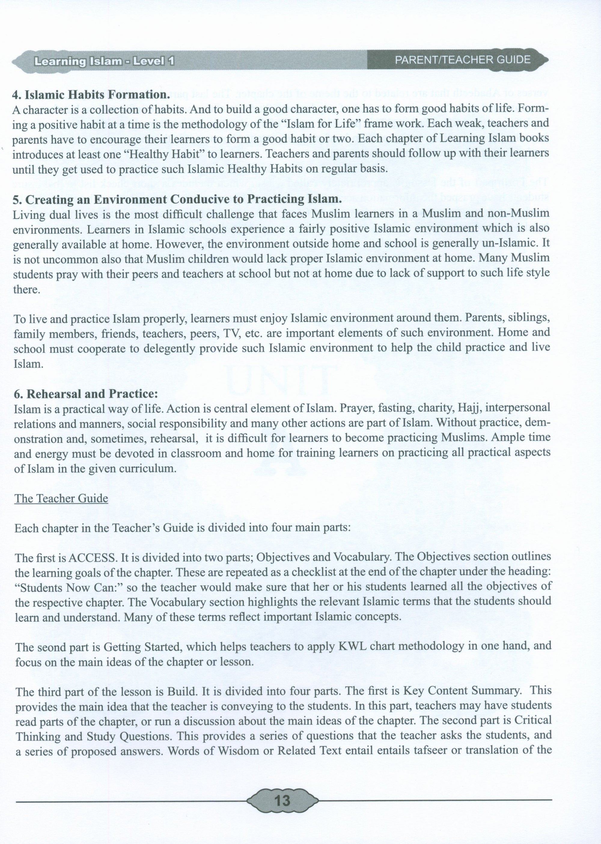 Learning Islam Weekend Edition Teacher / Parent Guide Level 1 (7th Grade)