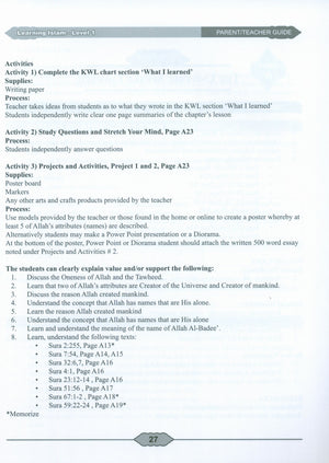 Learning Islam Weekend Edition Teacher / Parent Guide Level 1 (7th Grade)