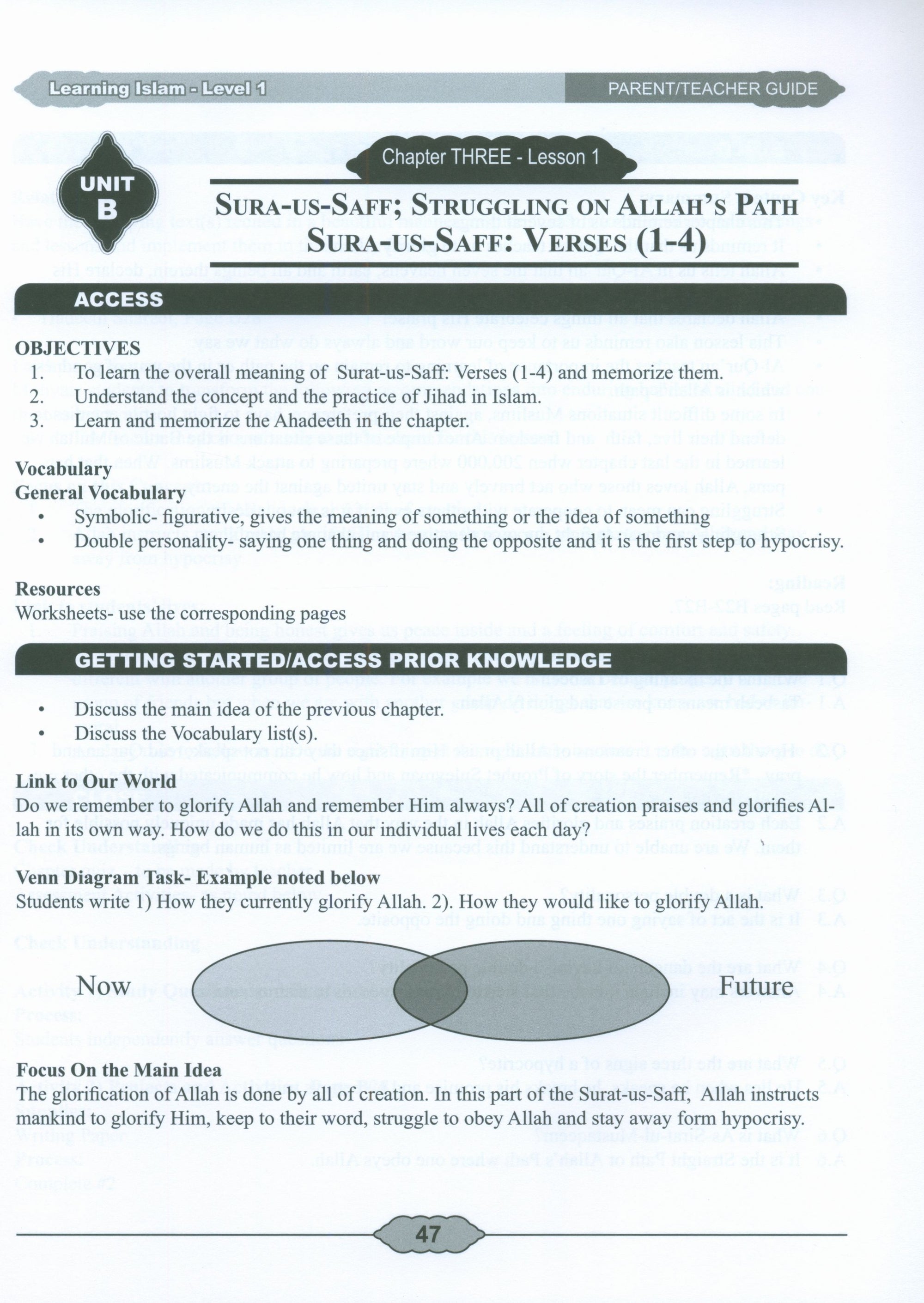Learning Islam Weekend Edition Teacher / Parent Guide Level 1 (7th Grade)