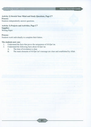 Learning Islam Weekend Edition Teacher / Parent Guide Level 1 (7th Grade)
