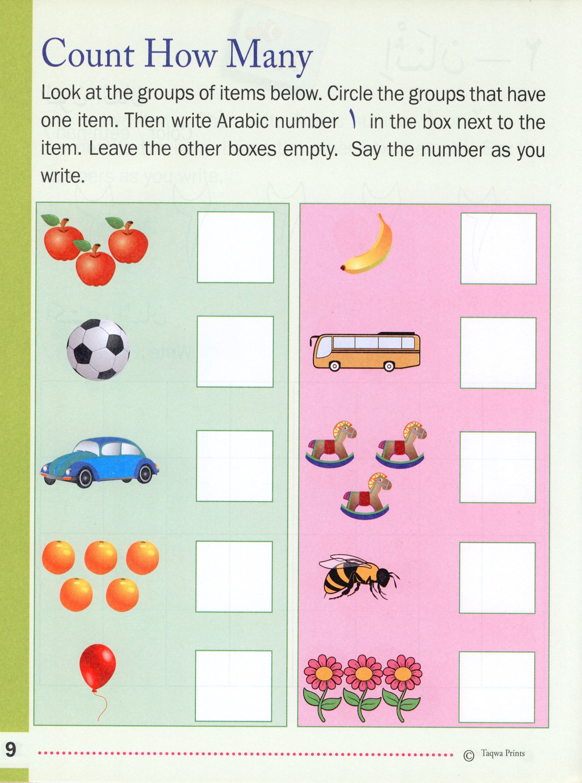 Learning Numbers and Counting in Arabic