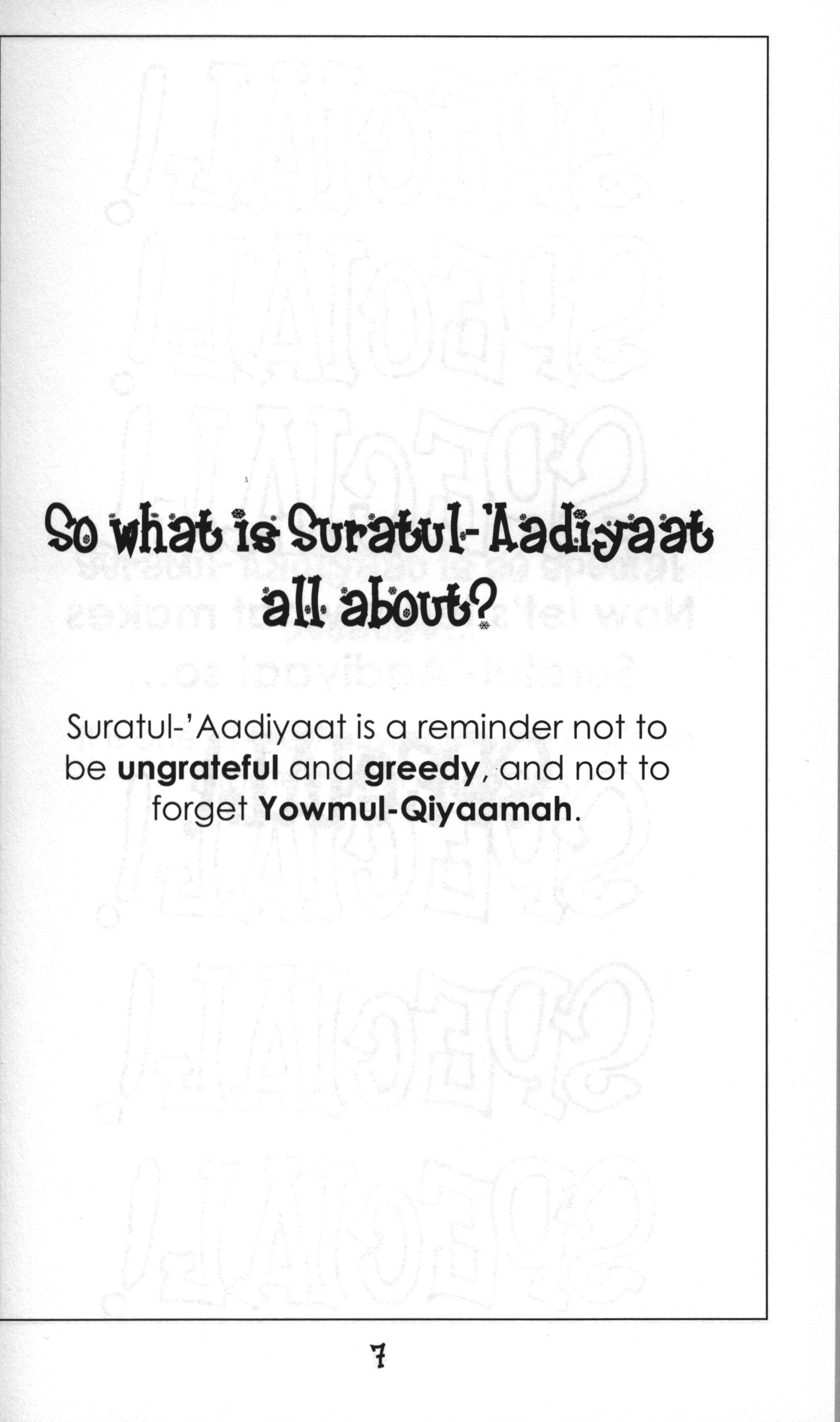 Surah 100 - Suratul-'Aadiyaat Mini Tafseer Book