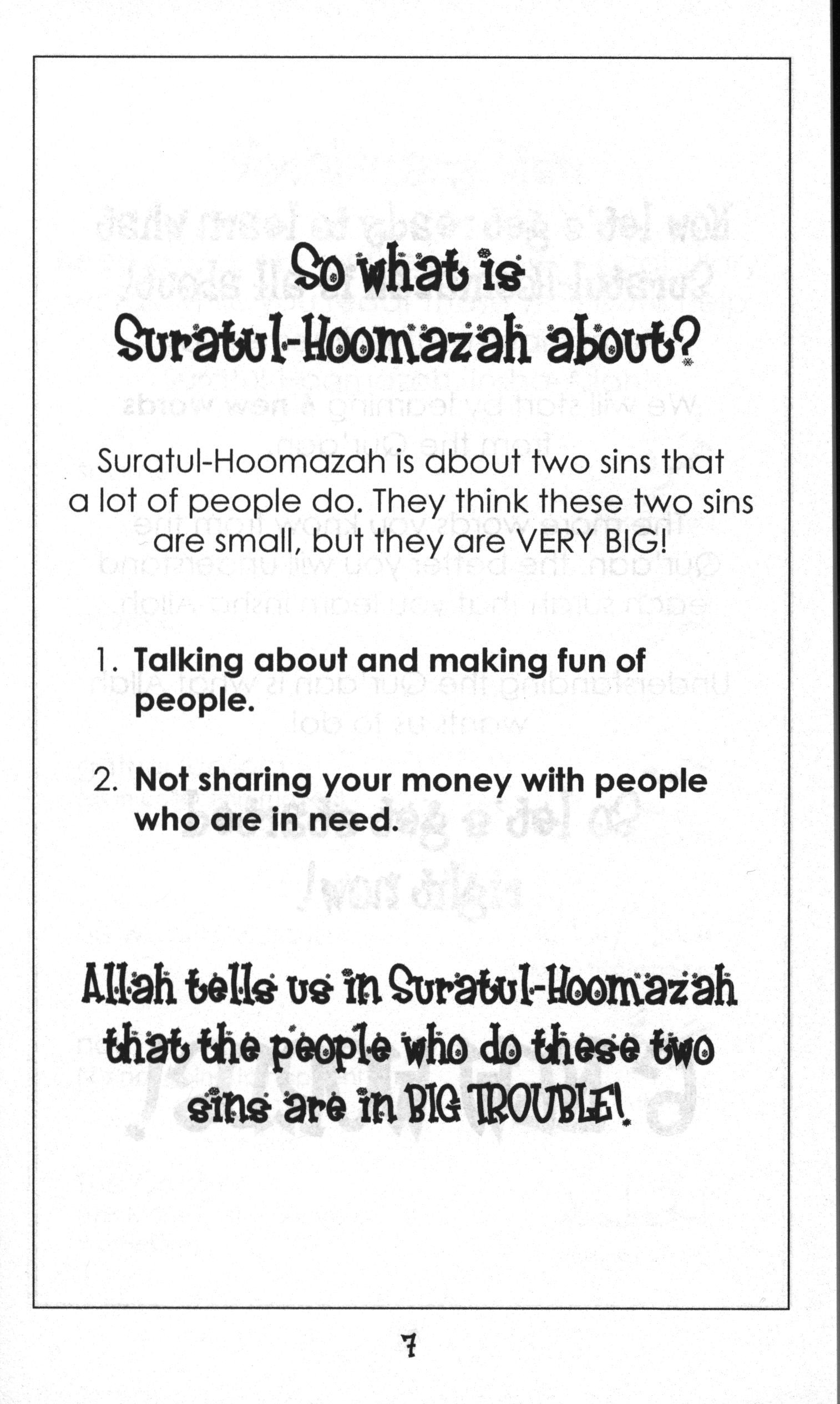 Surah 104 -  Suratul Hoomazah Mini Tafseer Book