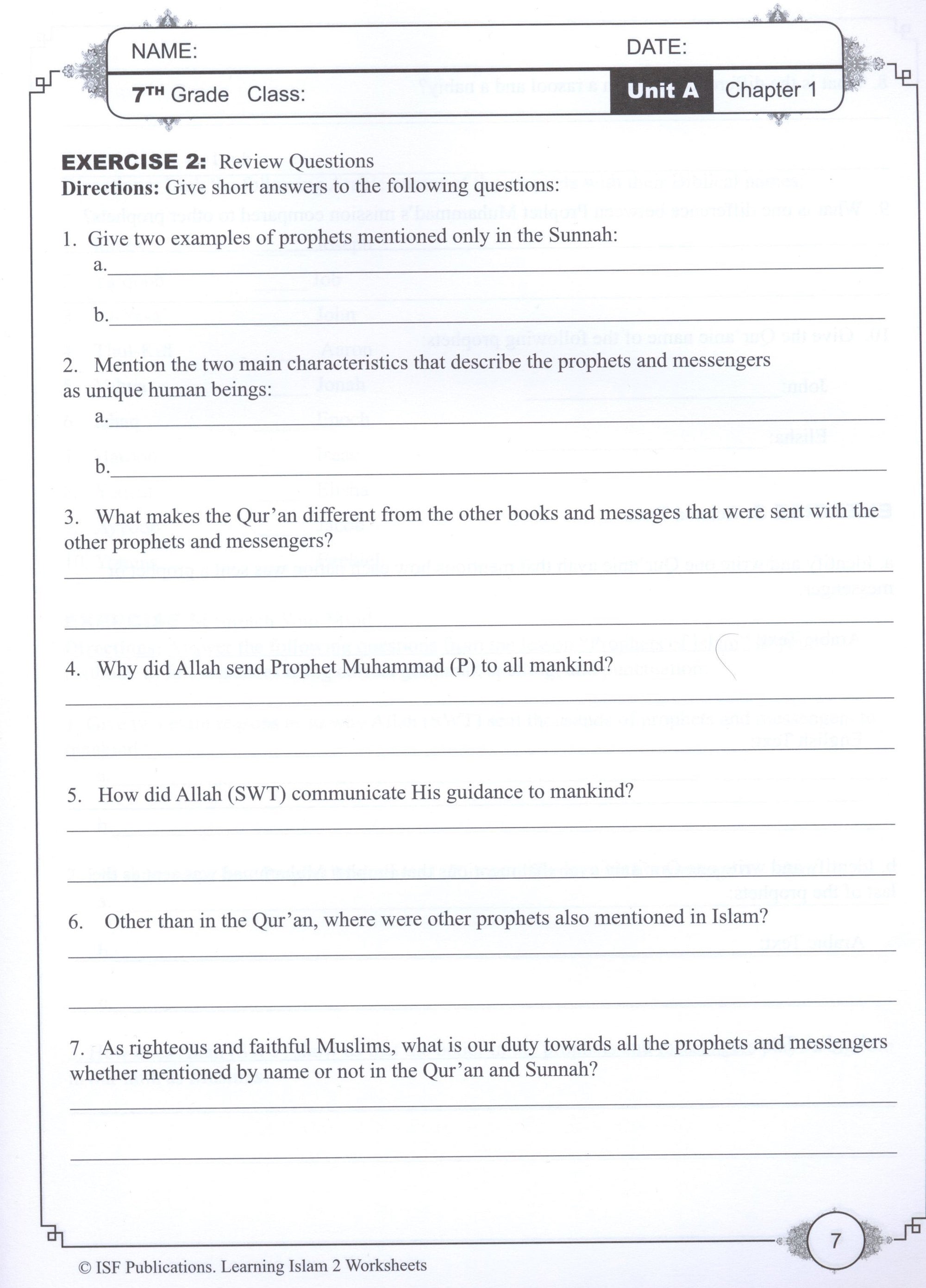 Learning Islam Workbook Level 2 (7th Grade)