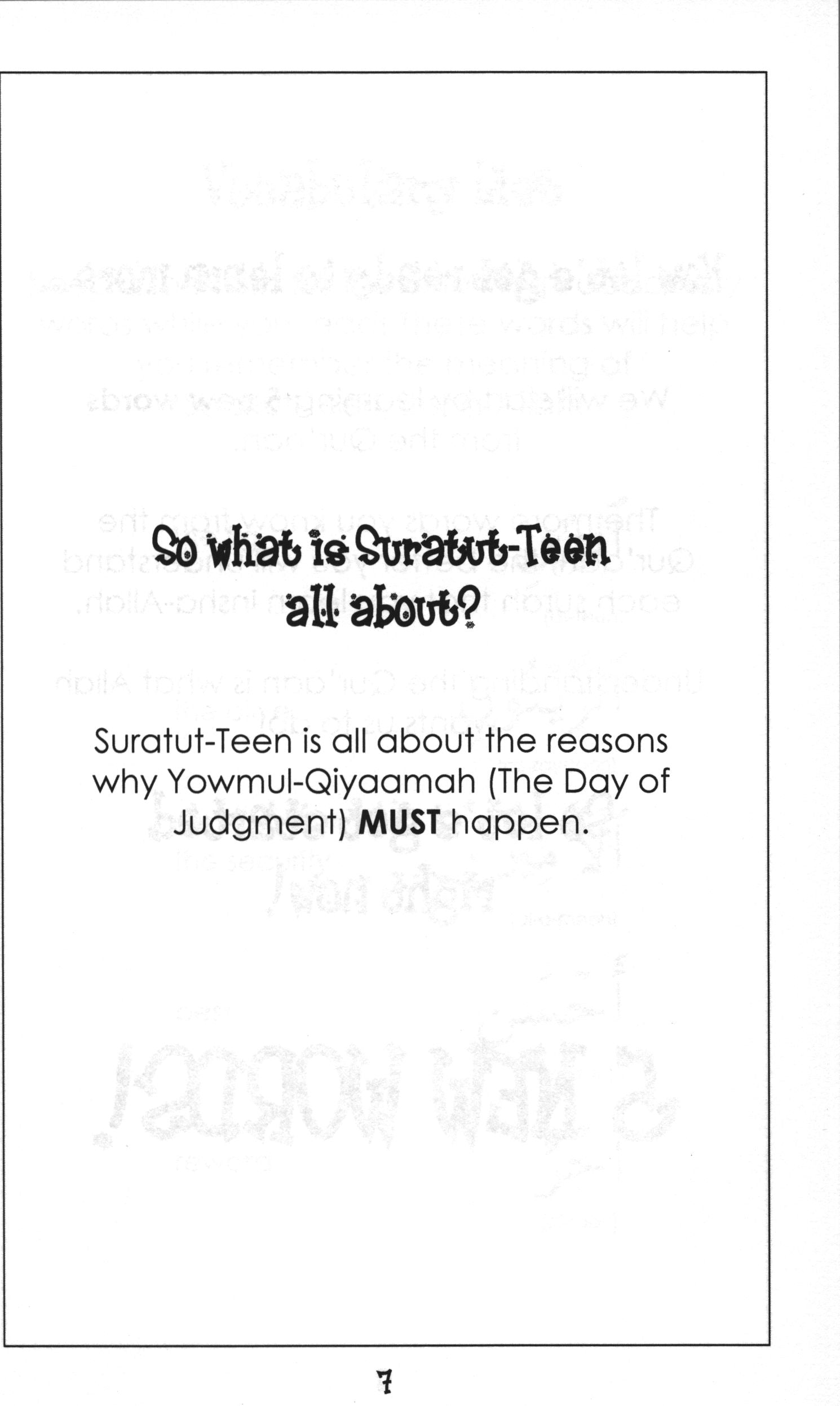 Surah 95 - Suratut-Teen Mini Tafseer Book