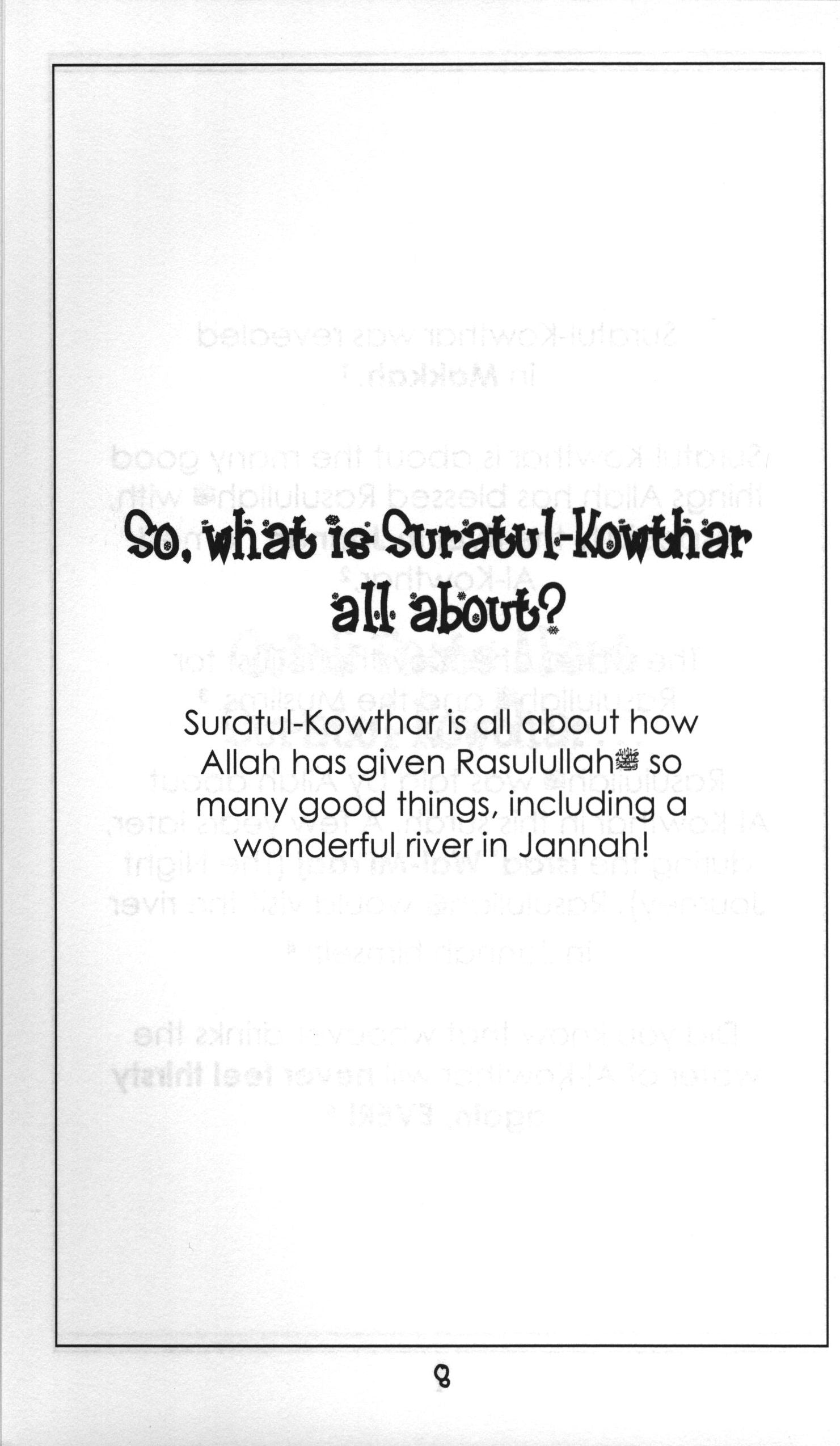 Mini Tafseer Book Suratul Kowthar (Surah 108)