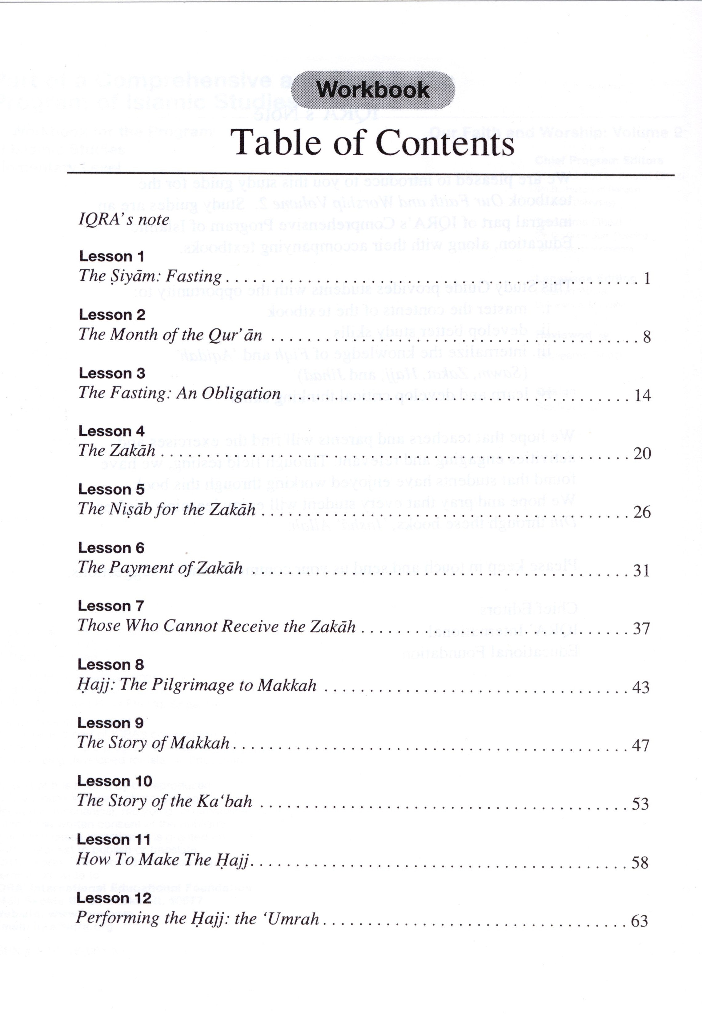 Our Faith and Worship Workbook Volume 2