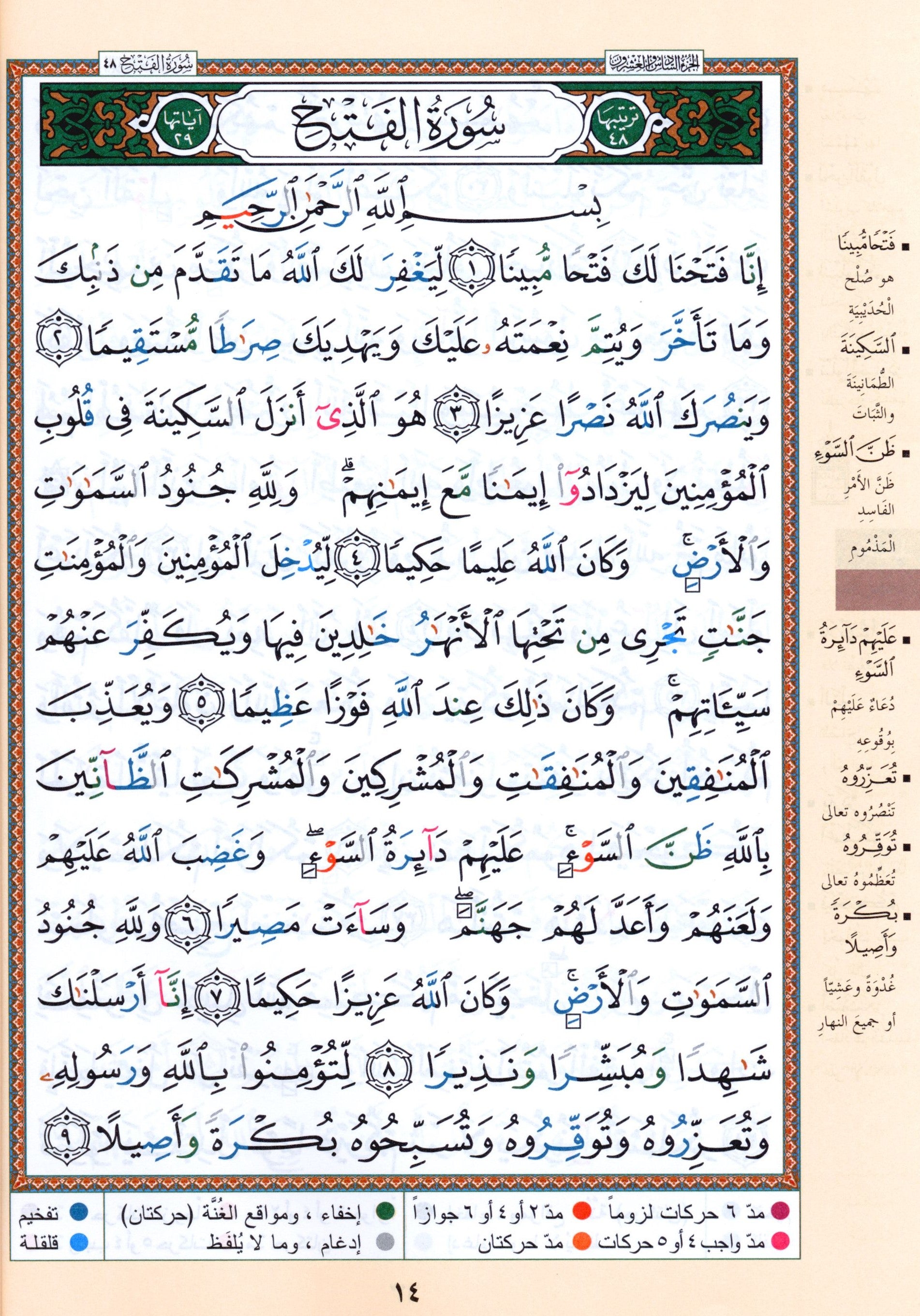 Color Coded Tajweed Quran From Surah Al-Ahqaf to Surah Al-Nas Parts 26 to 30 Size 7" x 9" مصحف التجويد