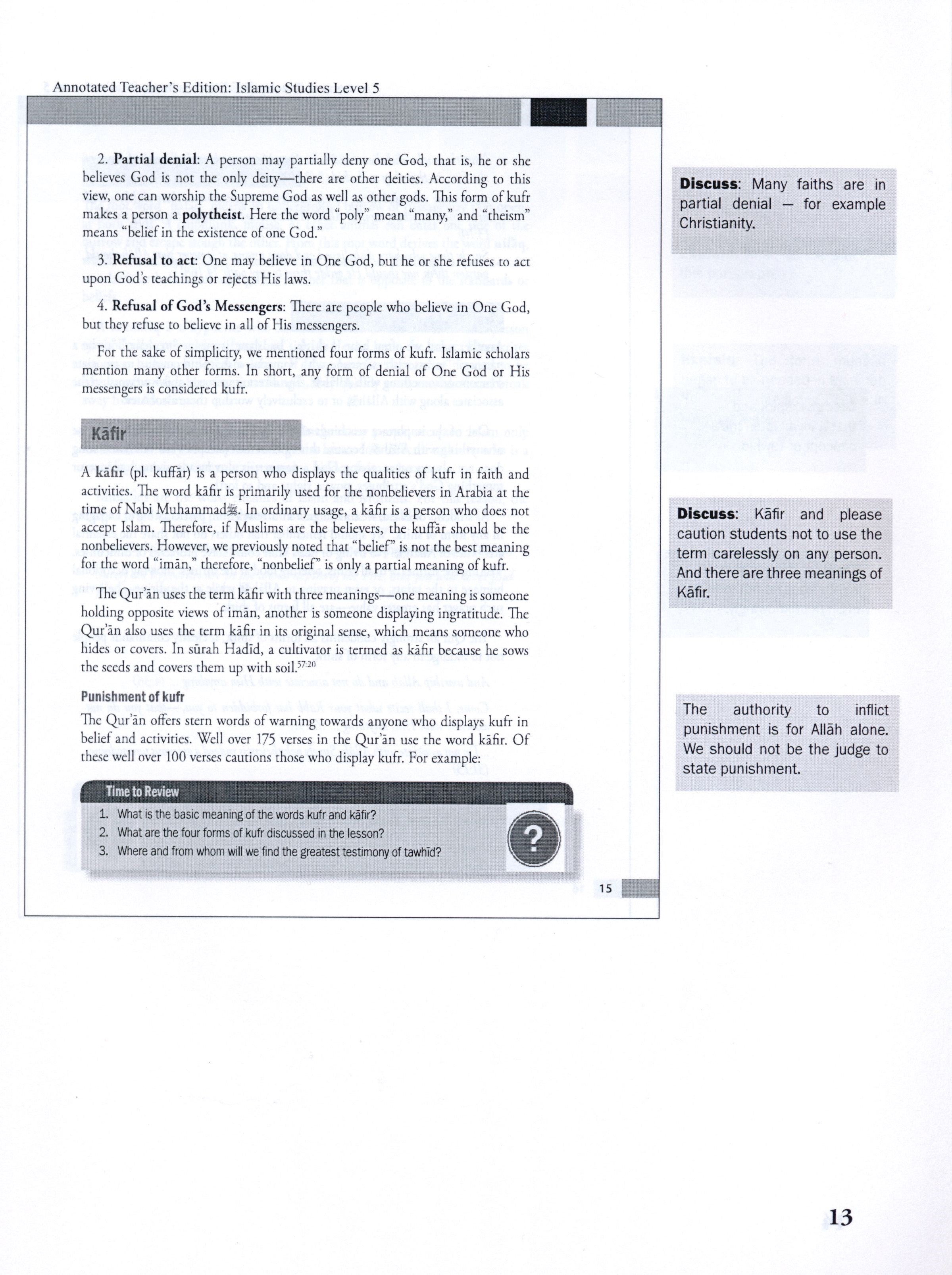 Weekend Learning Islamic Studies Teacher Manual Level 5