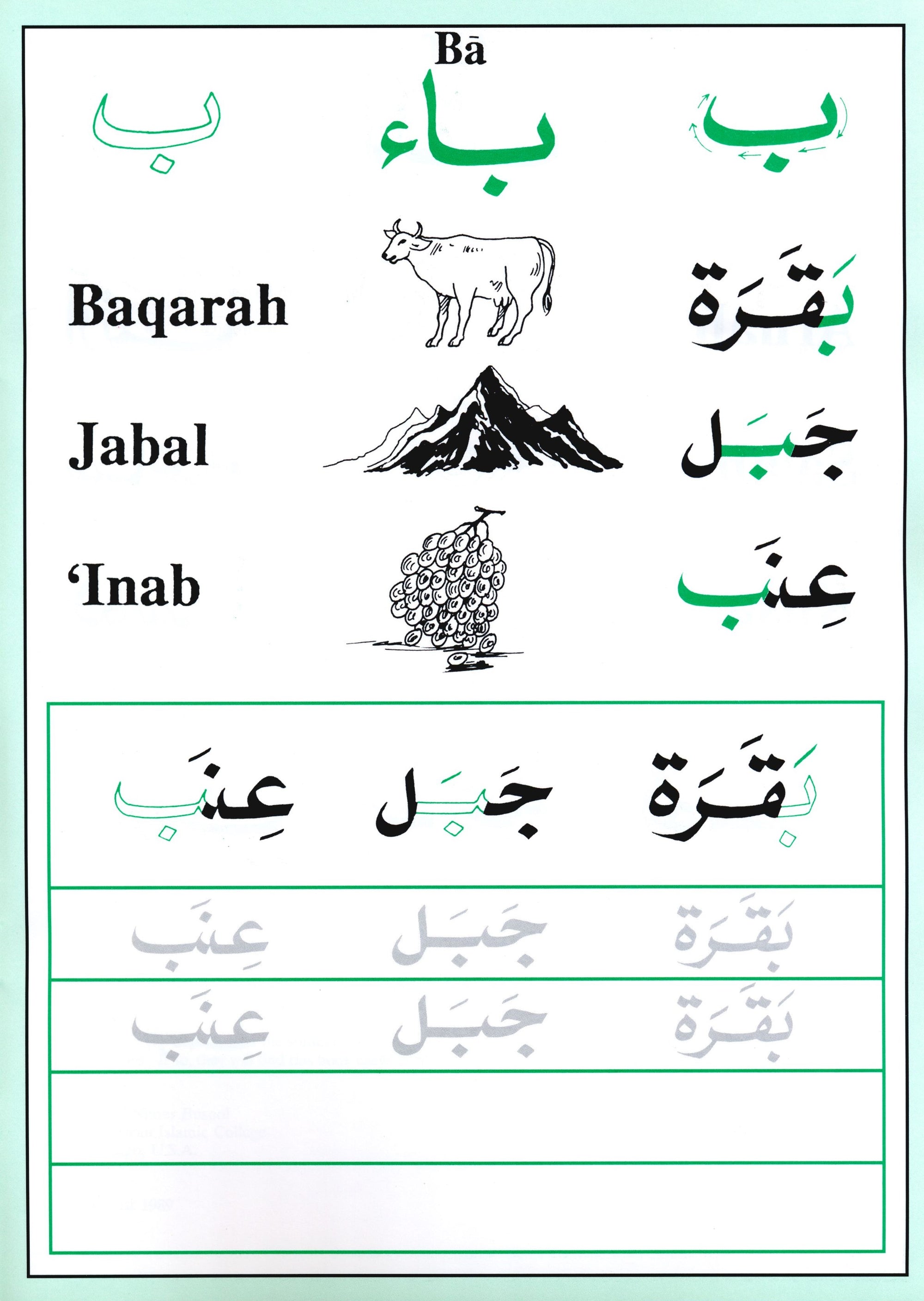 arabic letters with english translation